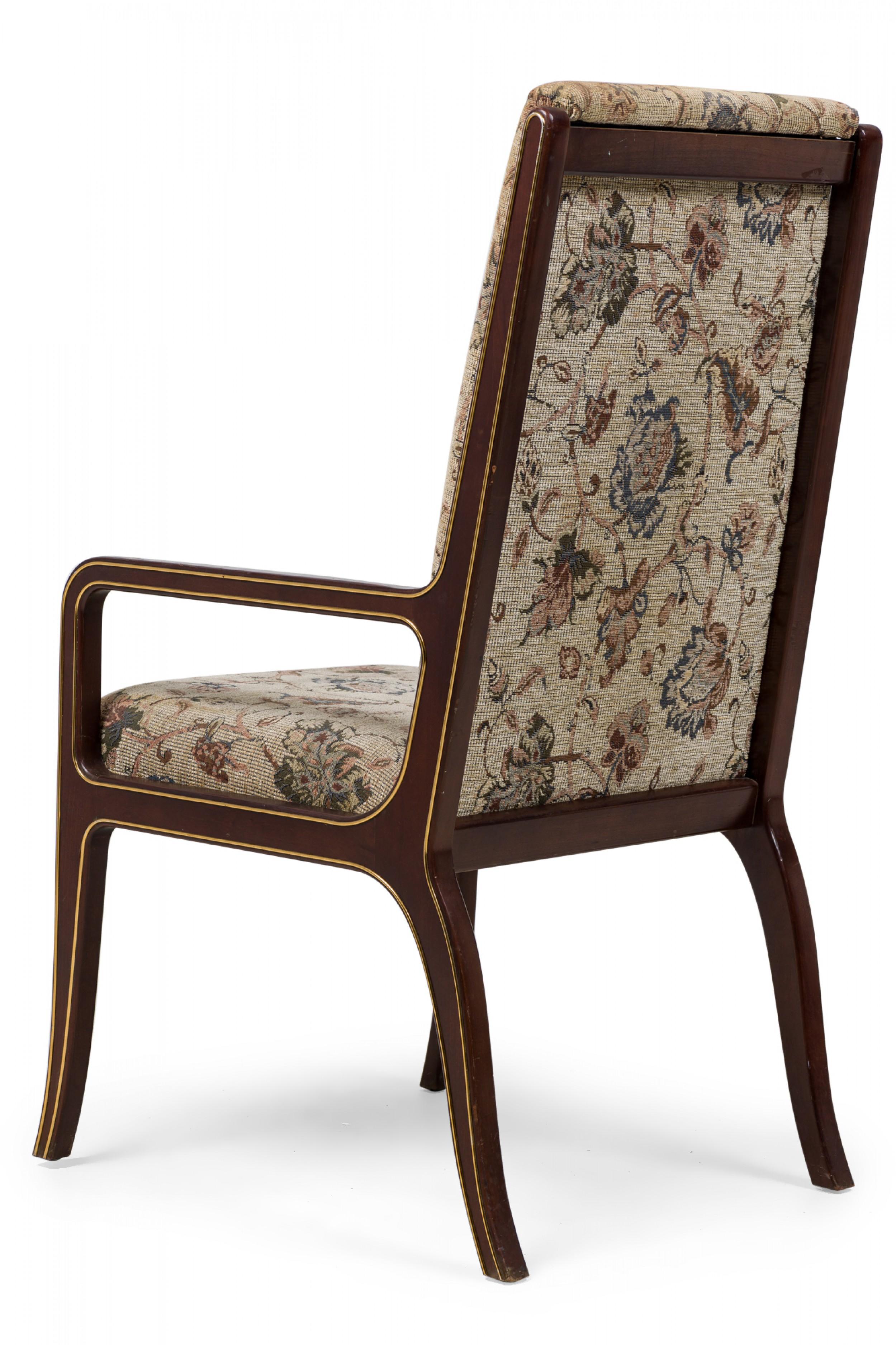 Ensemble de 6 chaises de salle à manger en acajou et laiton de style néoclassique du milieu du siècle dernier Bon état - En vente à New York, NY