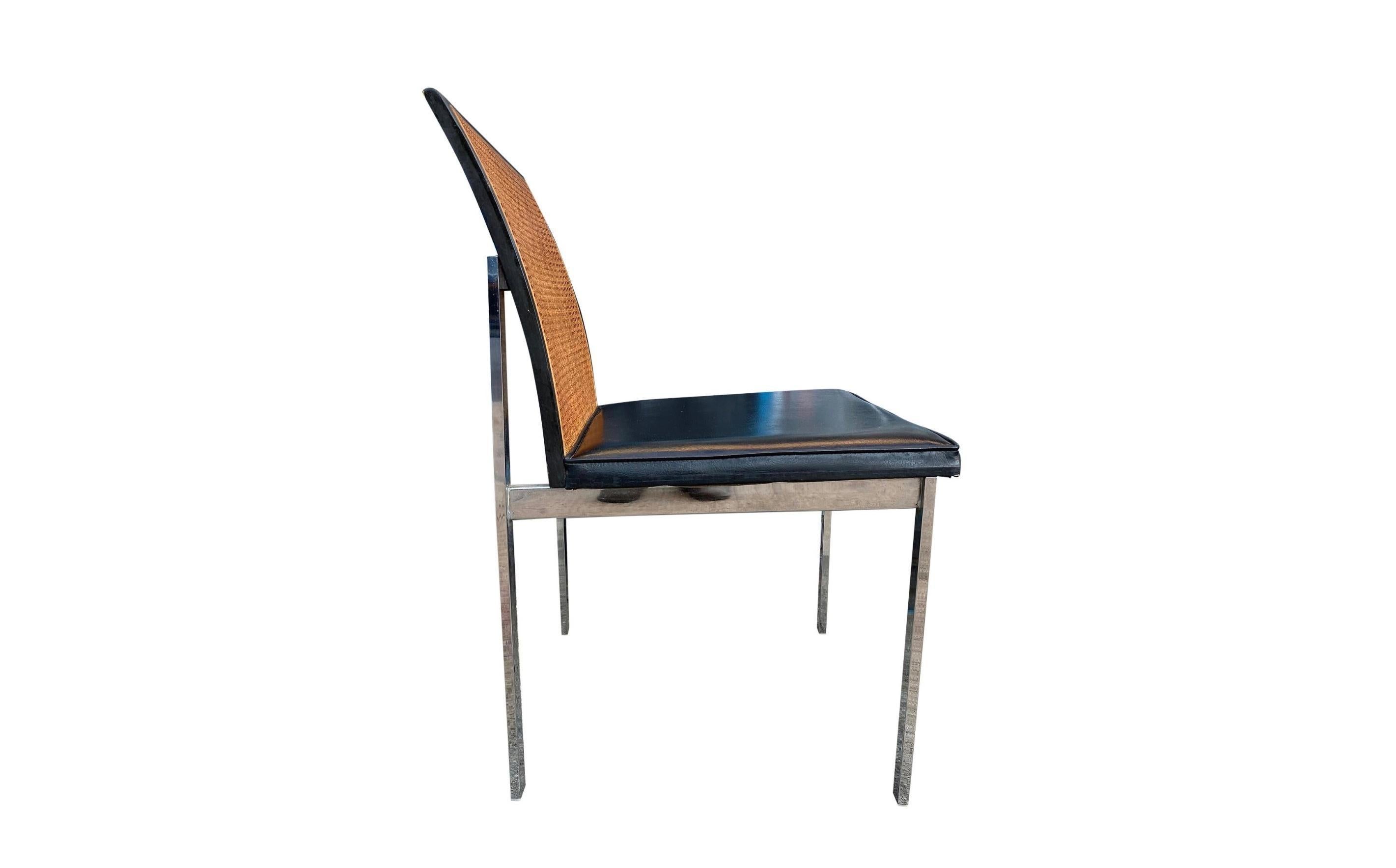 Set of 6 Mid century Paul McCobb for Lane Chrome Black Cane Back Dining Chairs In Good Condition In Brooklyn, NY