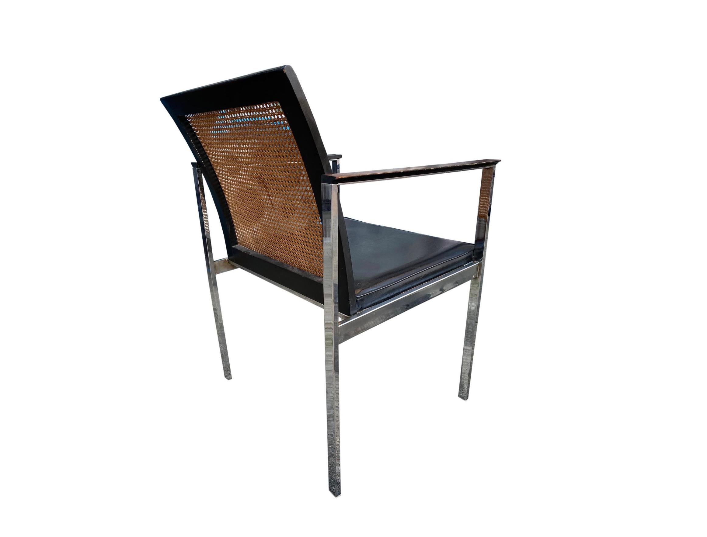 Lot de 6 chaises de salle à manger du milieu du siècle Paul McCobb for Lane Chrome Black Cane Back Chairs en vente 1