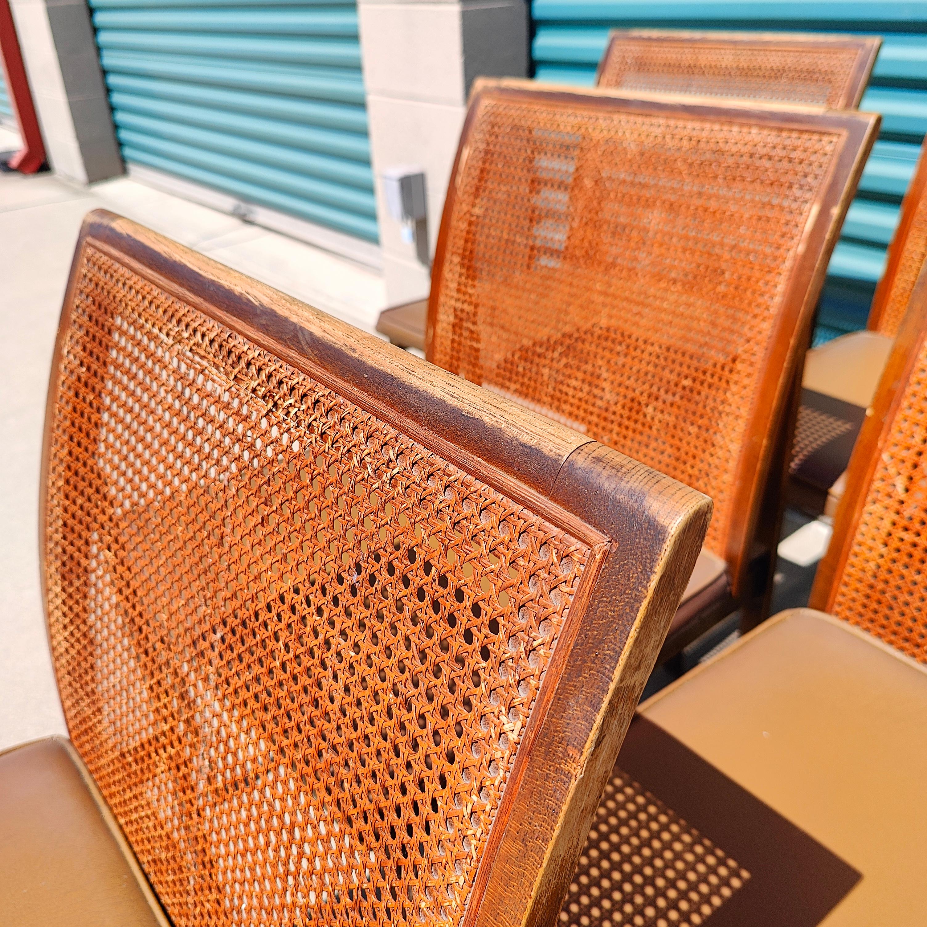 Set of 6 Midcentury by Roland Carter for Lane Chrome Cane Back Dining Chairs 3