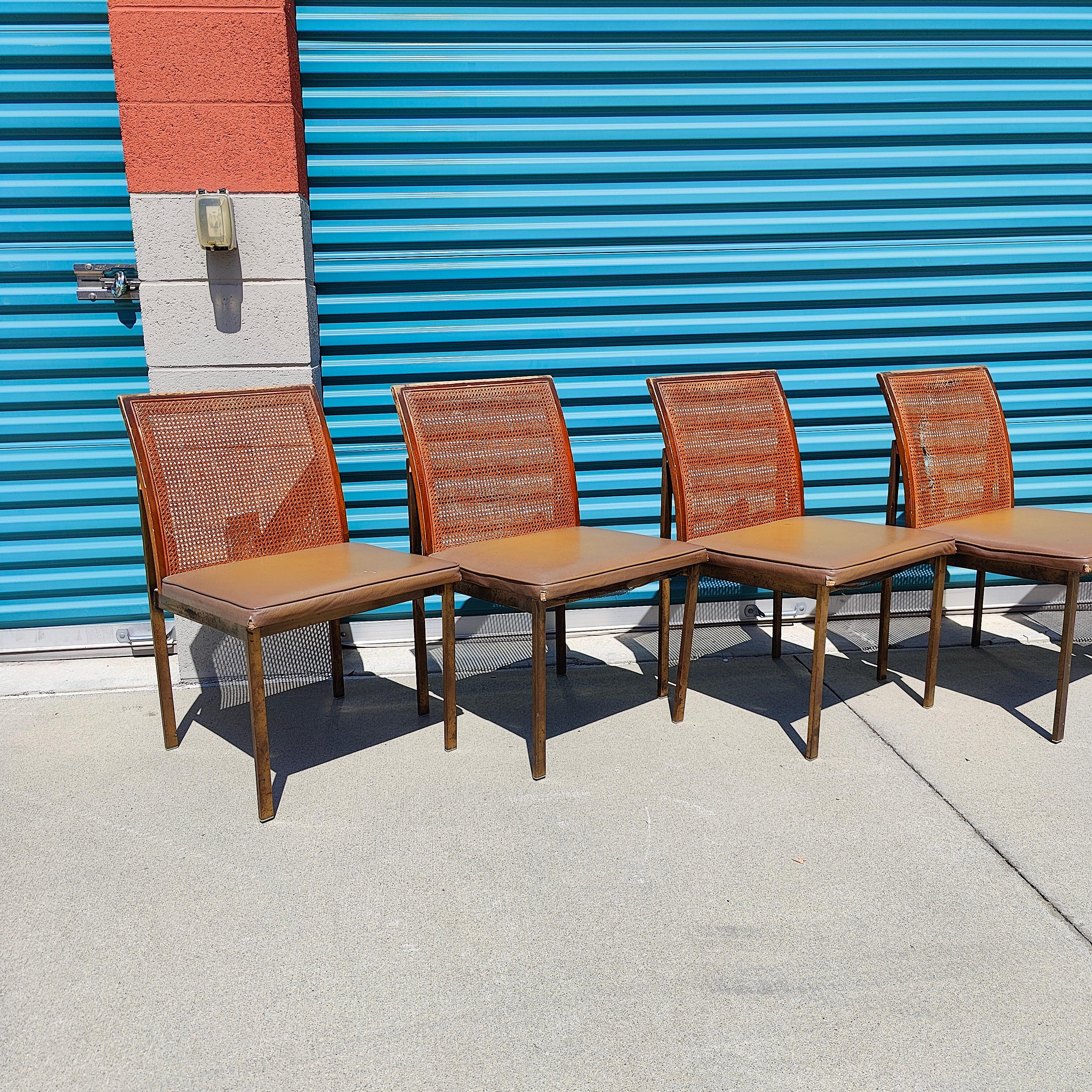 Set of 6 Midcentury by Roland Carter for Lane Chrome Cane Back Dining Chairs 6