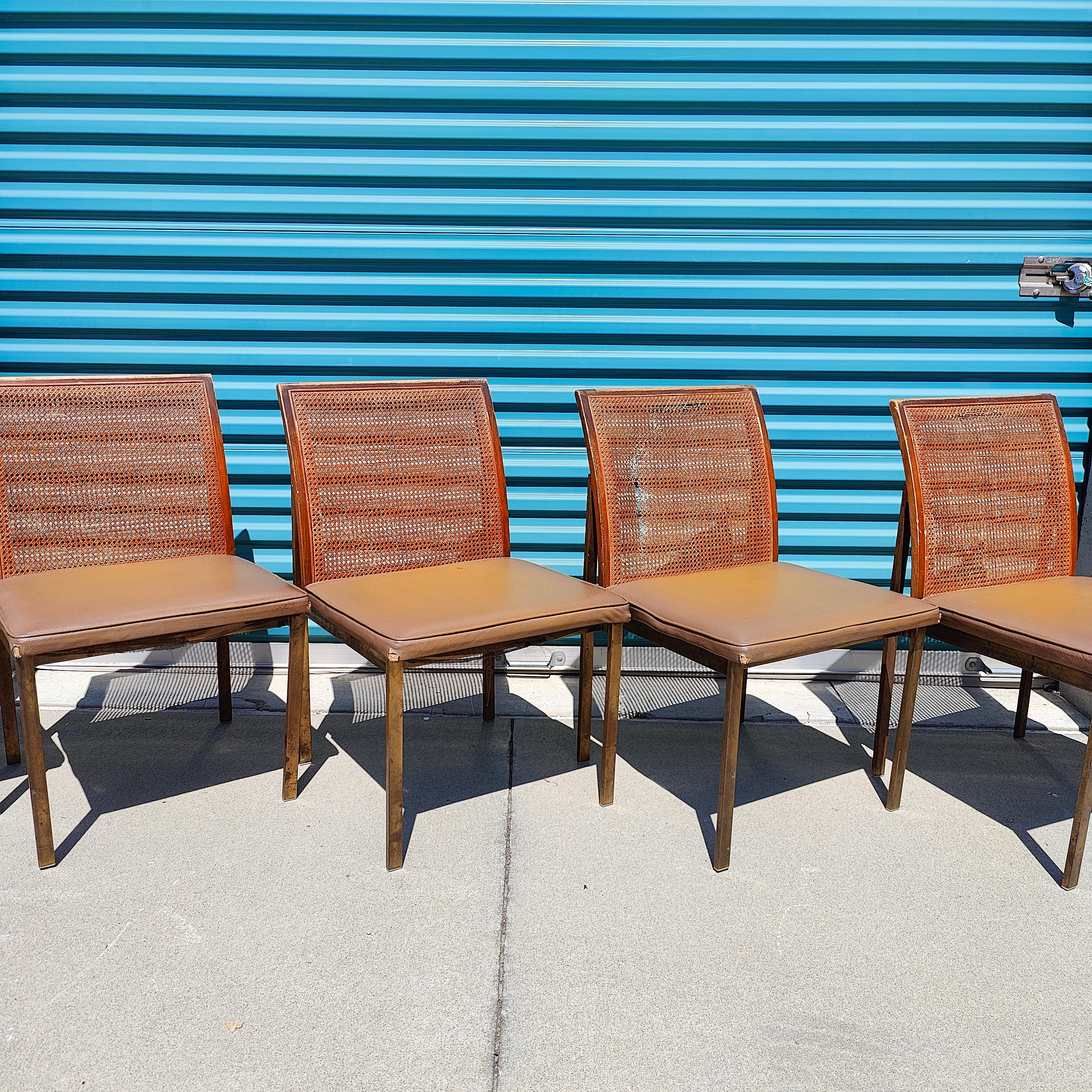 Set of 6 Midcentury by Roland Carter for Lane Chrome Cane Back Dining Chairs 7