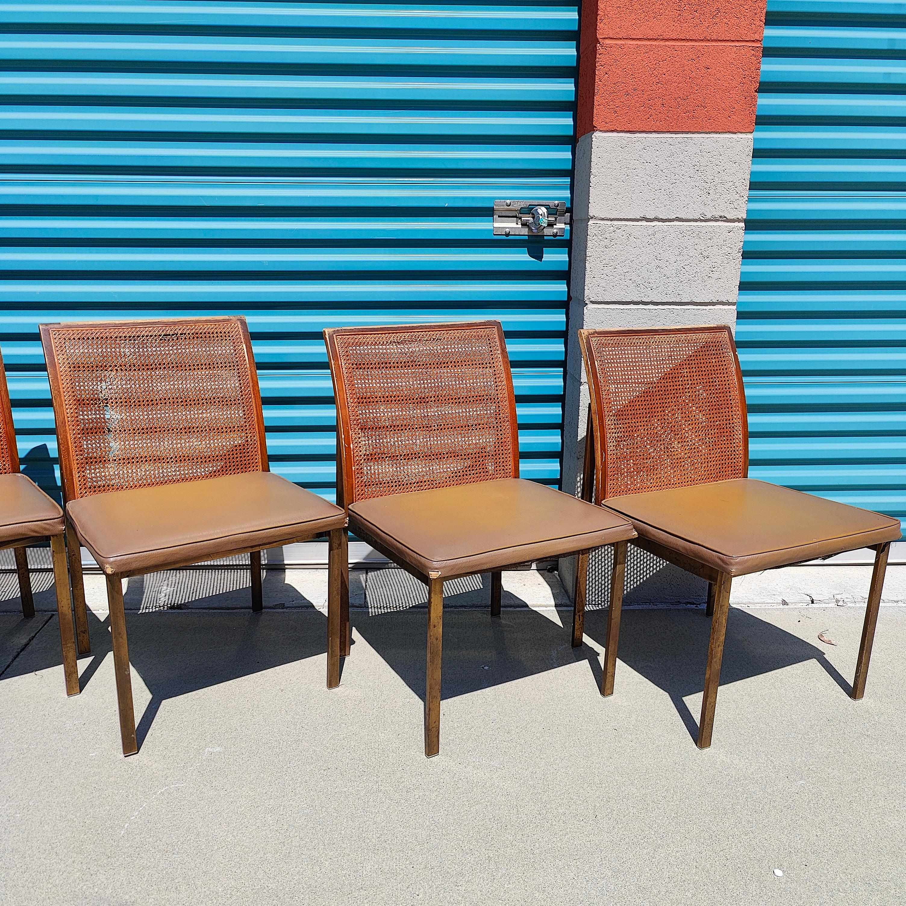 Set of 6 Midcentury by Roland Carter for Lane Chrome Cane Back Dining Chairs 8