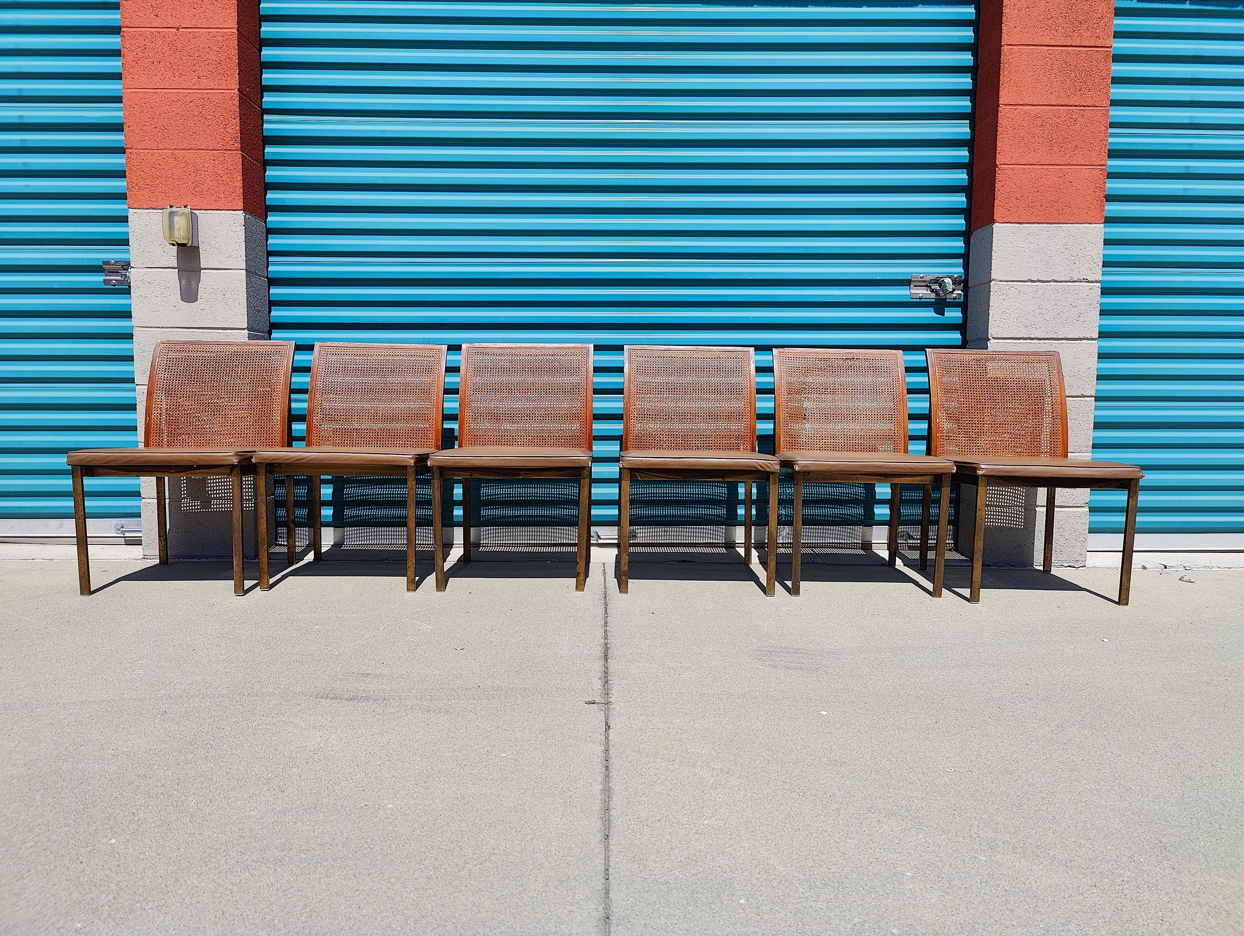 Mid-Century Modern Set of 6 Midcentury by Roland Carter for Lane Chrome Cane Back Dining Chairs