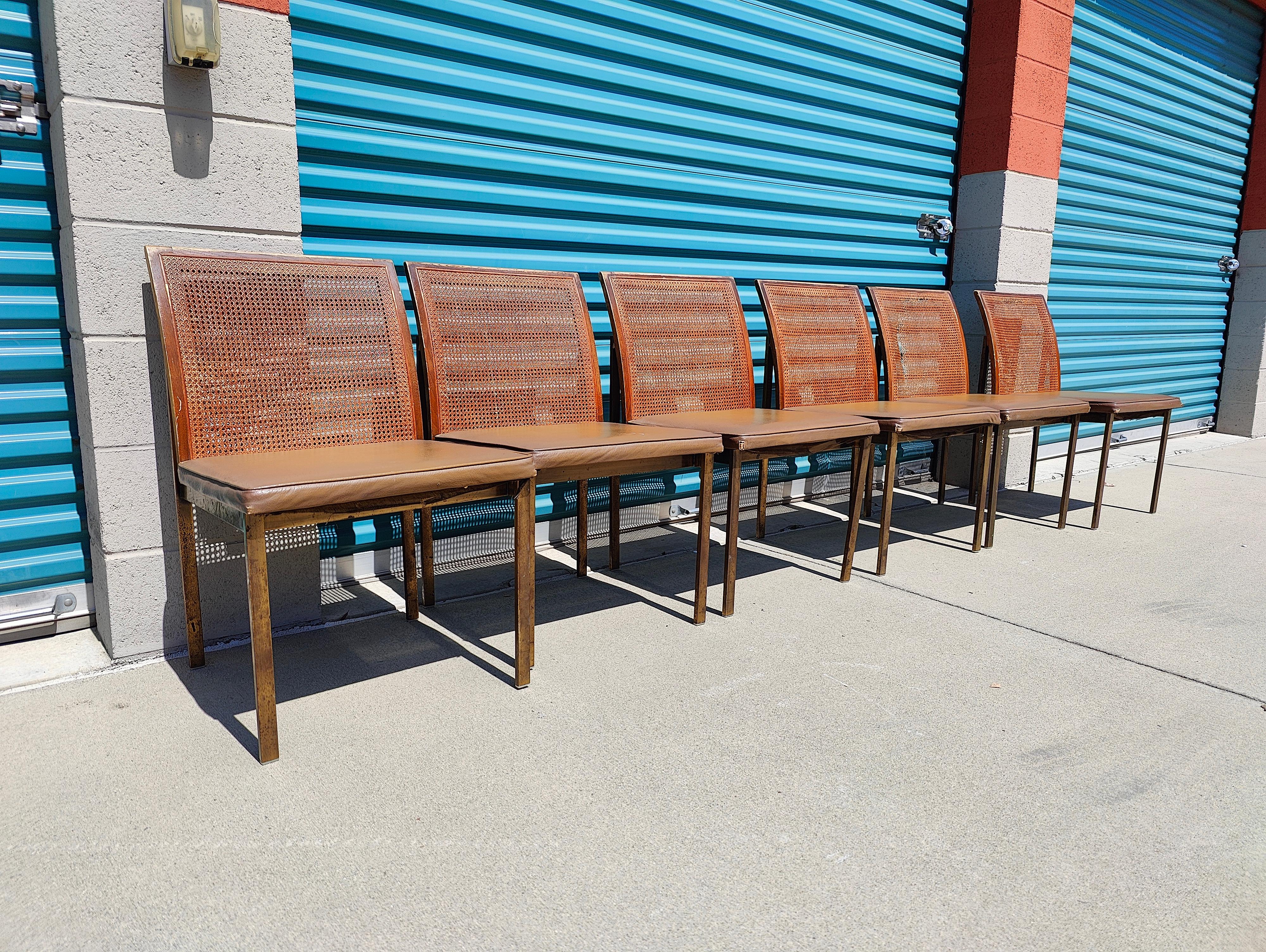 American Set of 6 Midcentury by Roland Carter for Lane Chrome Cane Back Dining Chairs