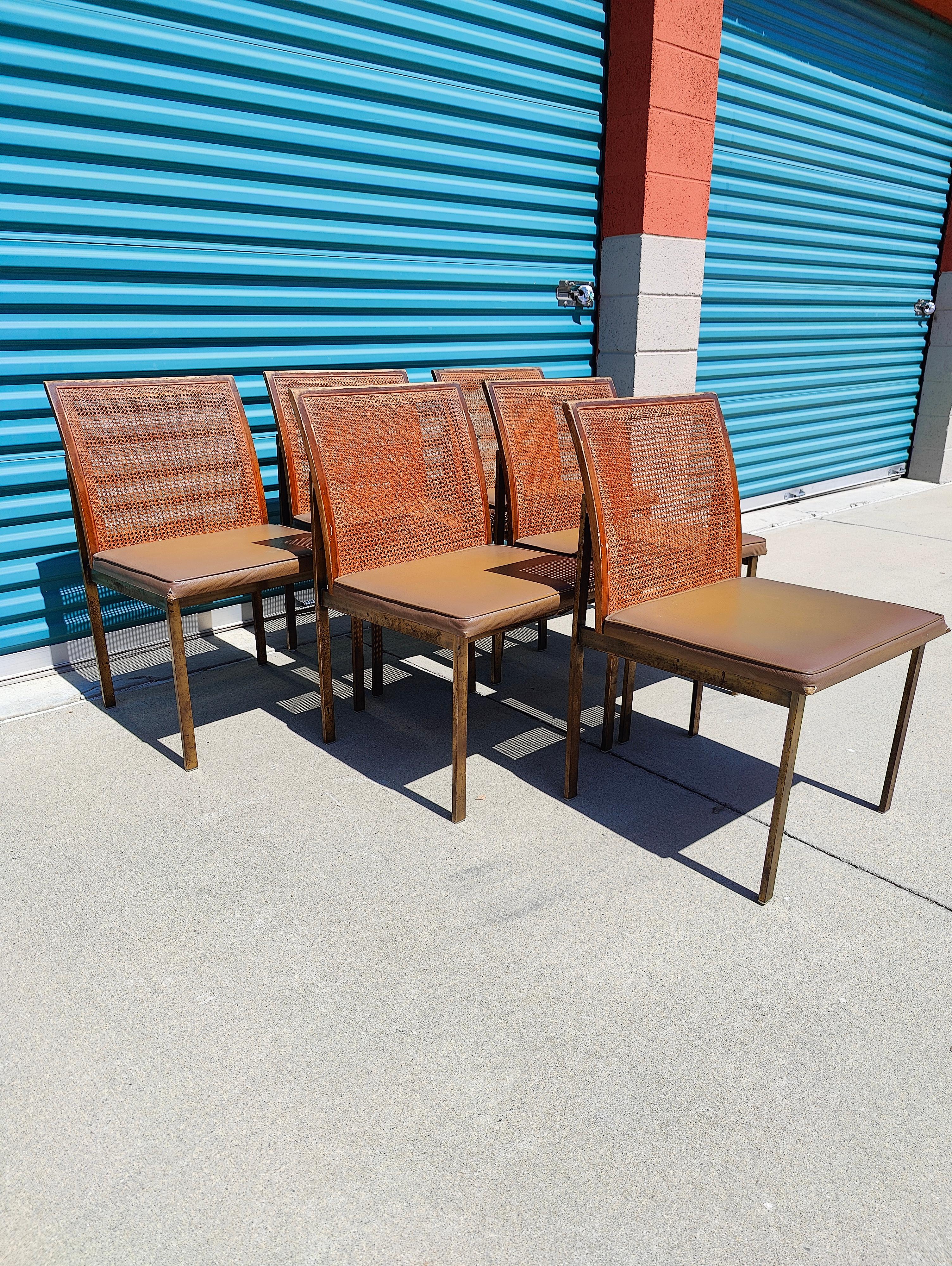 Mid-20th Century Set of 6 Midcentury by Roland Carter for Lane Chrome Cane Back Dining Chairs