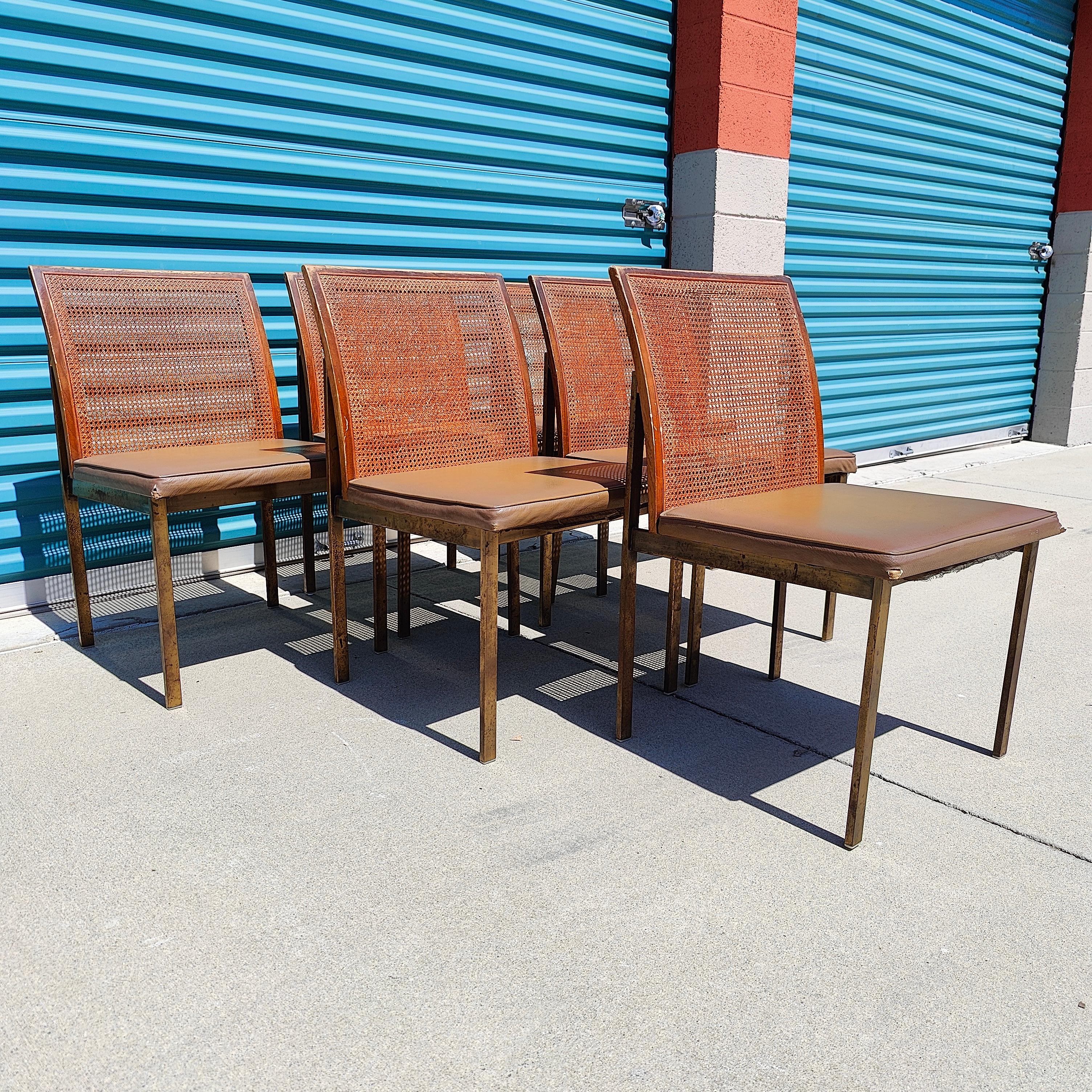 Set of 6 Midcentury by Roland Carter for Lane Chrome Cane Back Dining Chairs 1
