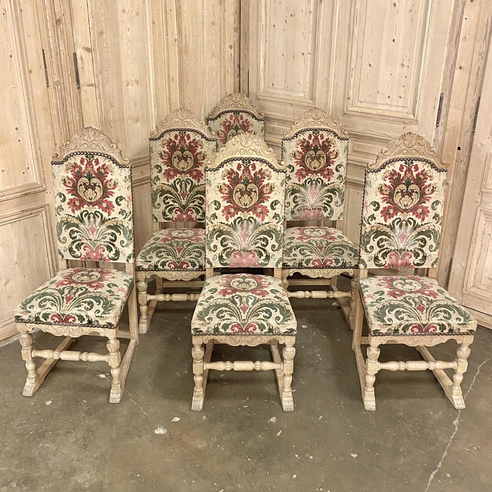 Set of 6 Mid-Century Renaissance Revival Dining Chairs For Sale 2