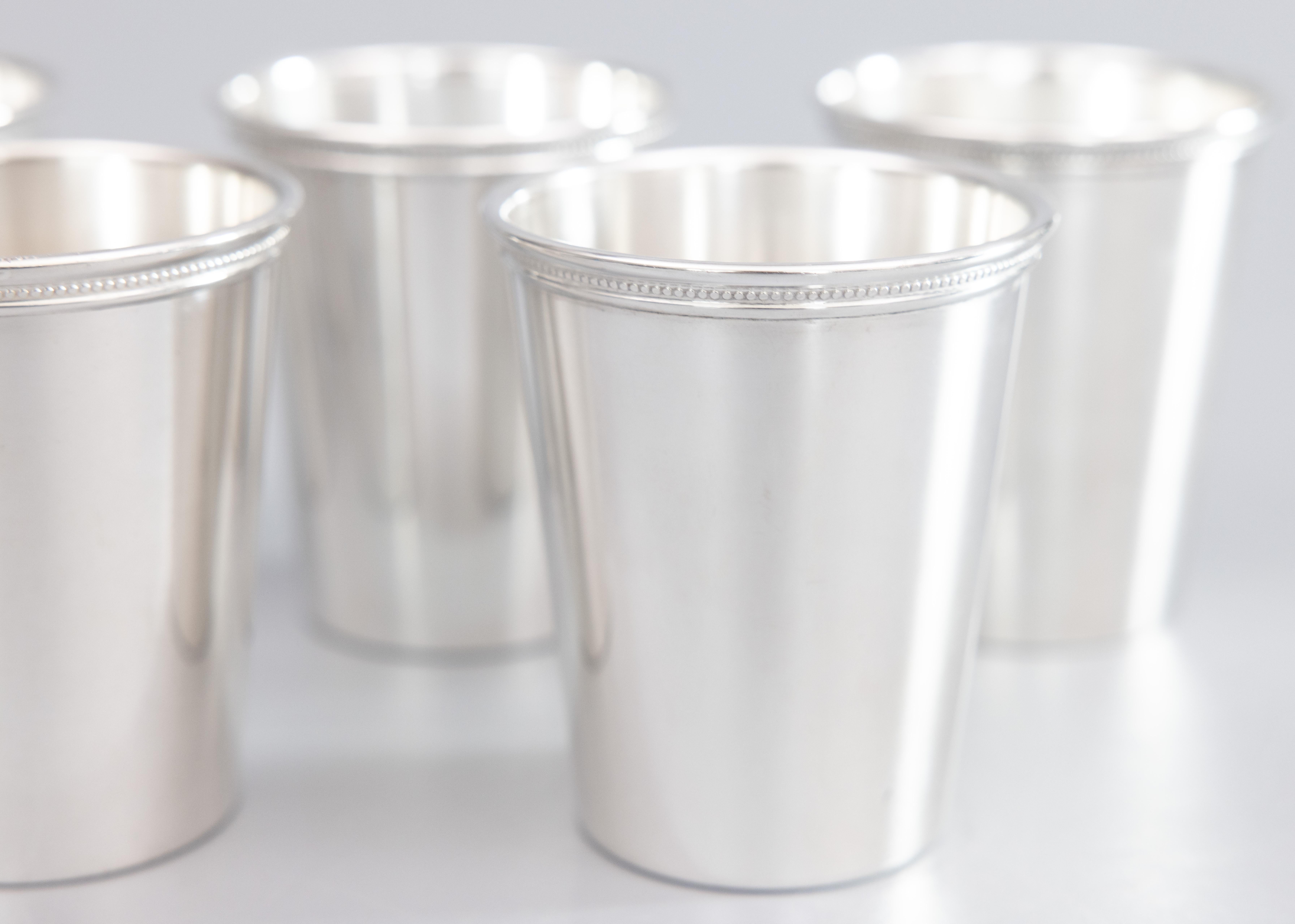 European Set of 6 Mid Century Rogers Silver Plate Mint Julep Cups For Sale
