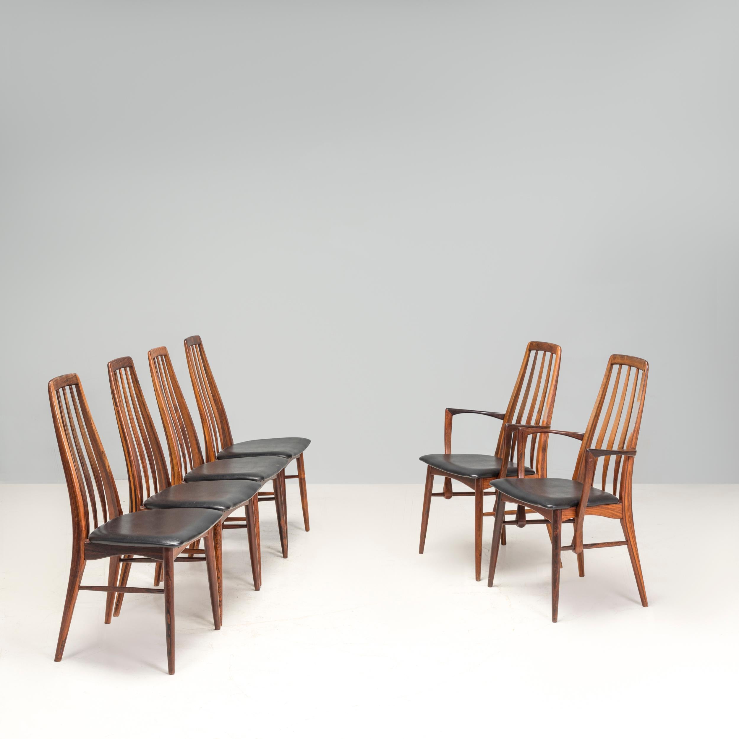 Upholstery Set of 6 Mid-century Rosewood Dining Chairs by Niels Koefoed
