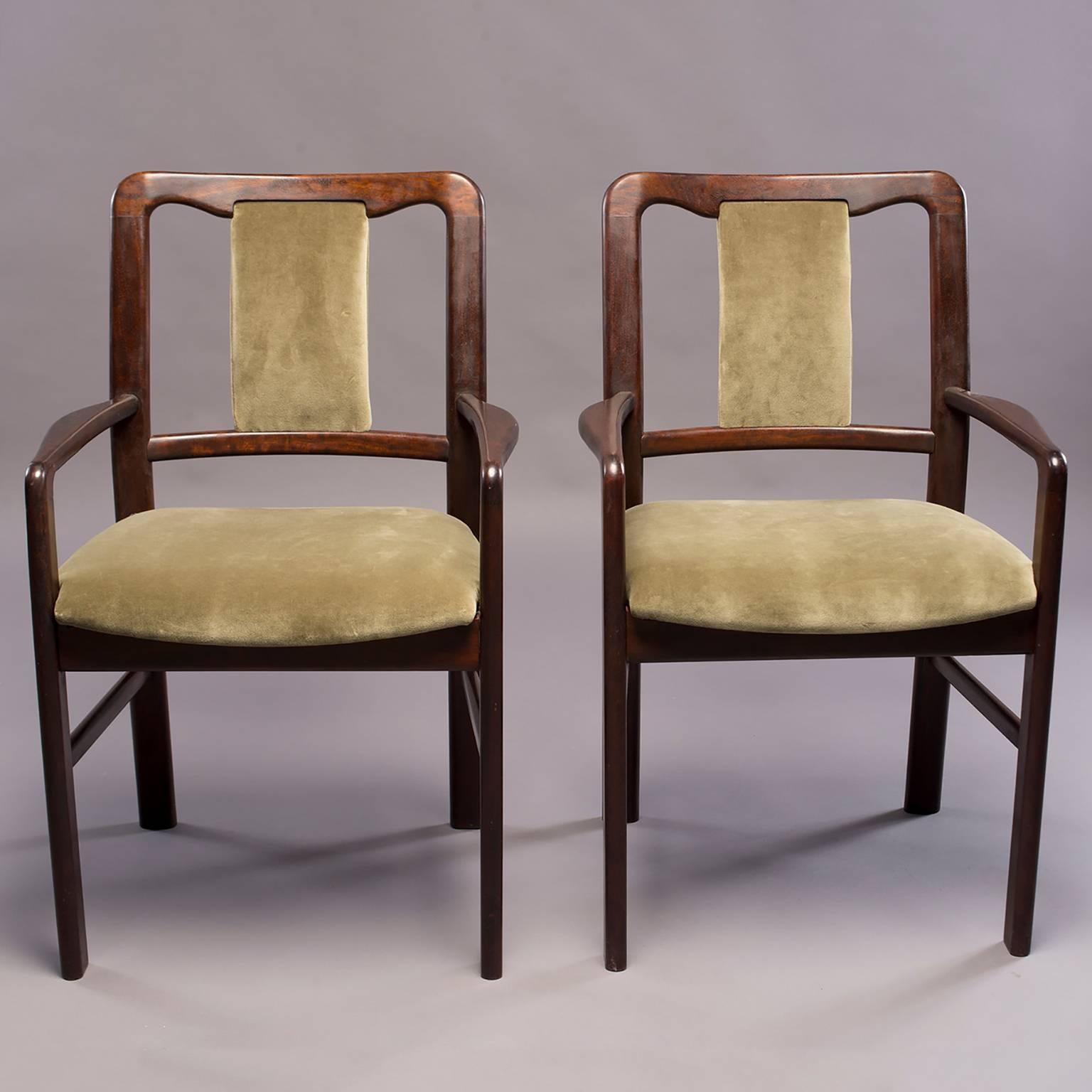 Set of Six Midcentury Rosewood Dining Chairs with New Velvet Upholstery 4