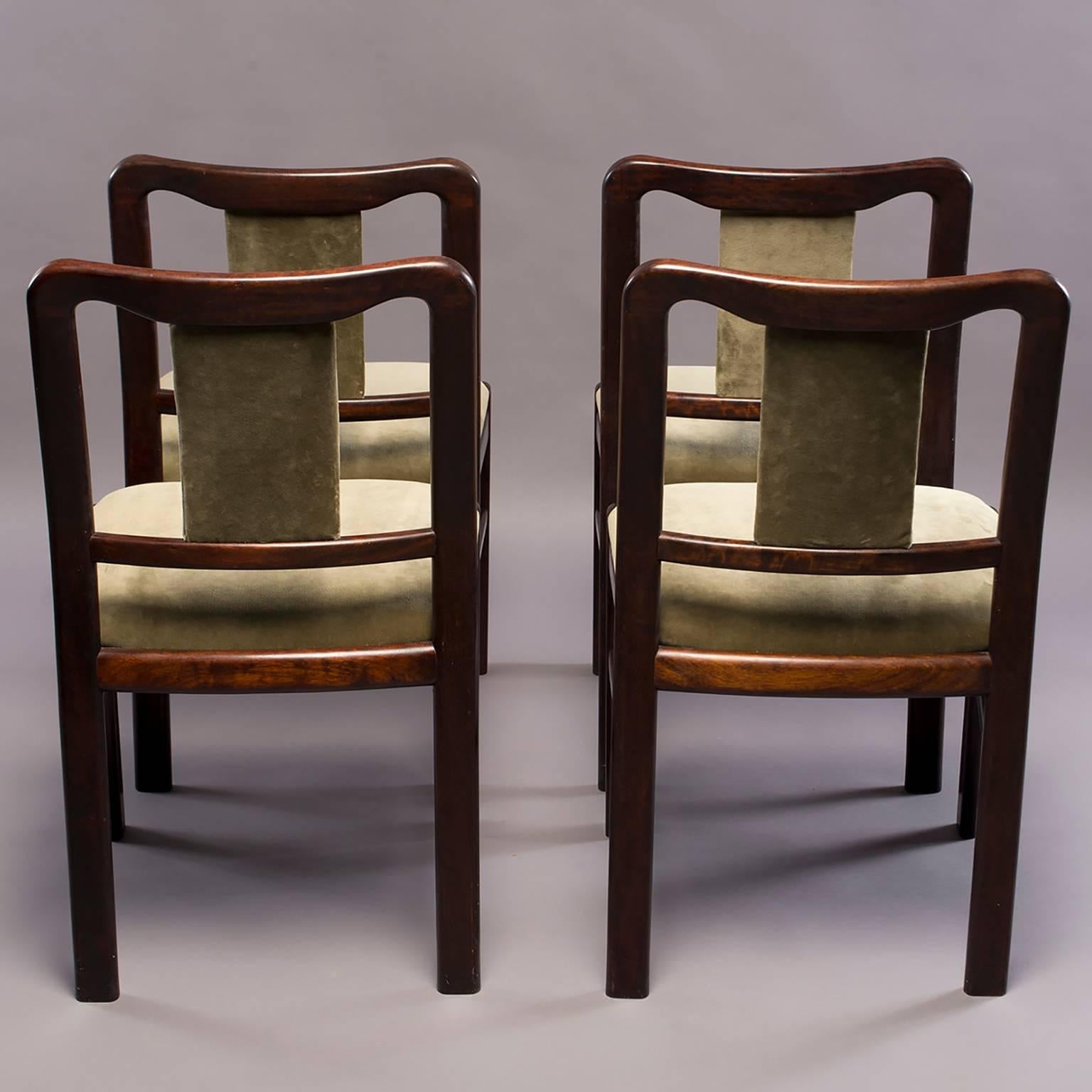 Set of Six Midcentury Rosewood Dining Chairs with New Velvet Upholstery 5