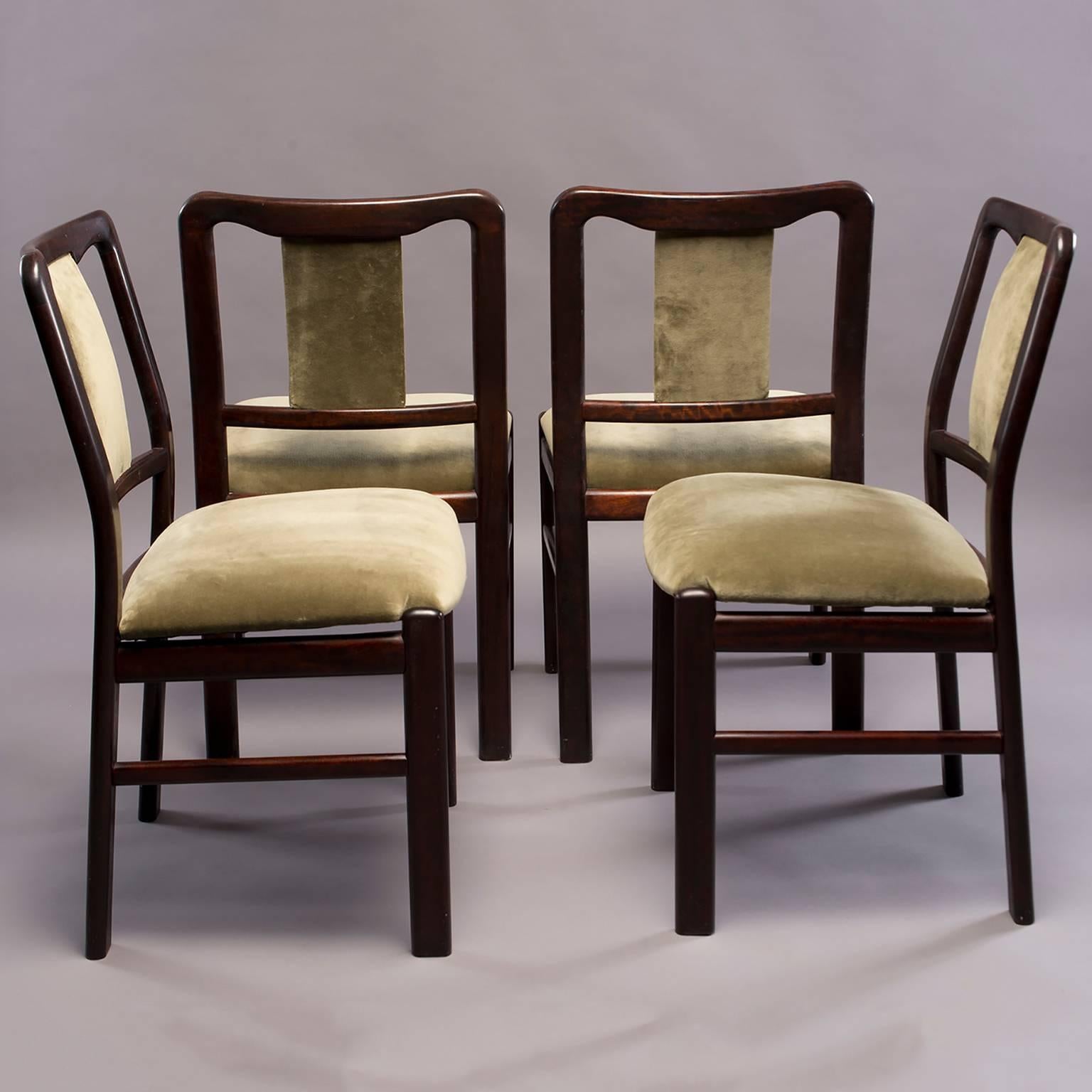Set of Six Midcentury Rosewood Dining Chairs with New Velvet Upholstery 6