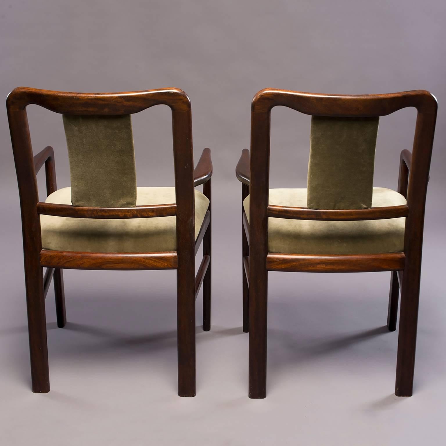 20th Century Set of Six Midcentury Rosewood Dining Chairs with New Velvet Upholstery