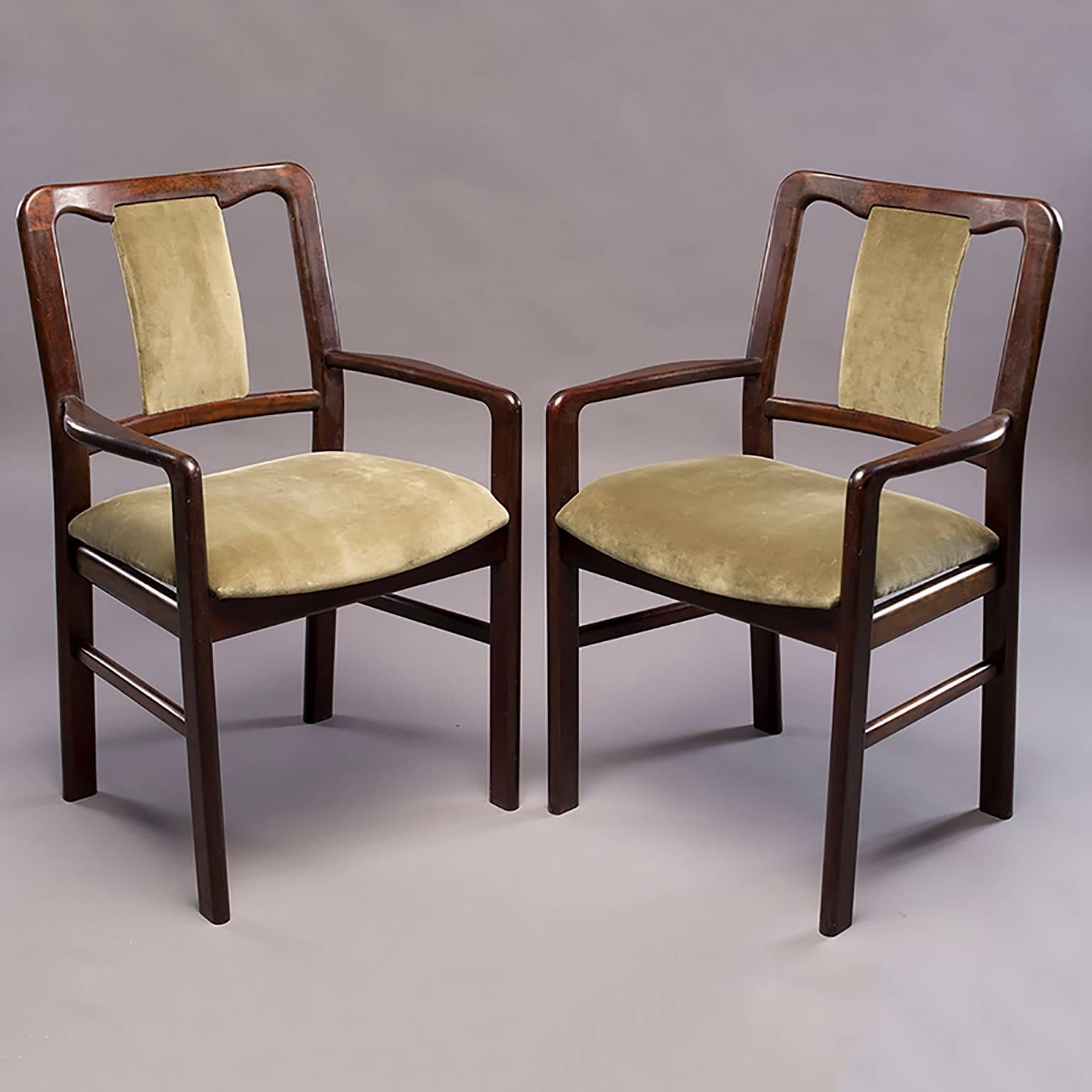Set of Six Midcentury Rosewood Dining Chairs with New Velvet Upholstery 3