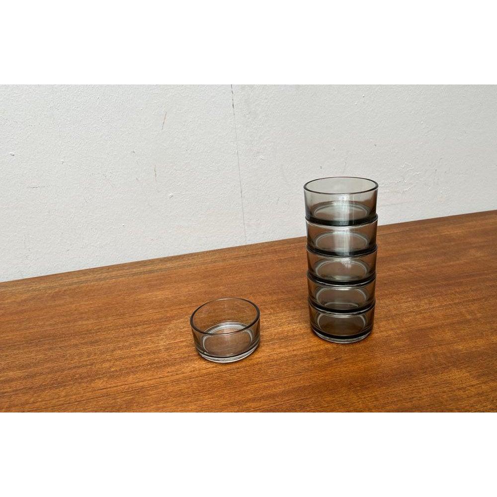Danish Set of 6 Mid-Century Round Stacking Bowls in Glass, Denmark, 1960s For Sale