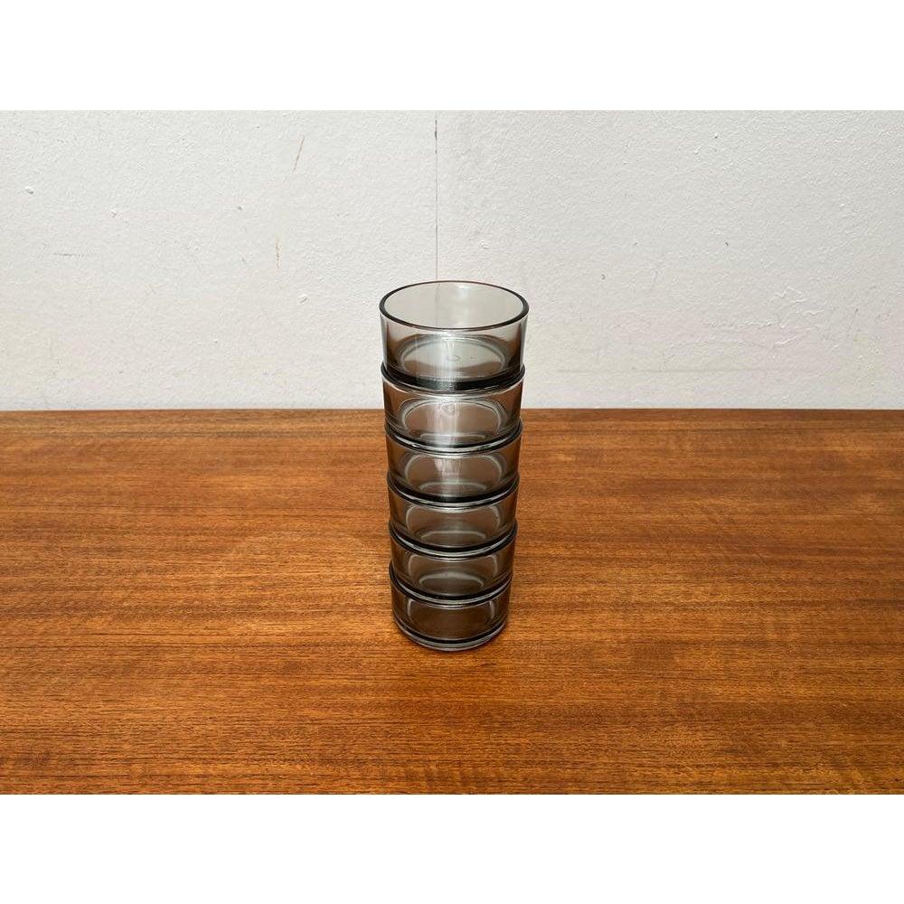 20th Century Set of 6 Mid-Century Round Stacking Bowls in Glass, Denmark, 1960s For Sale