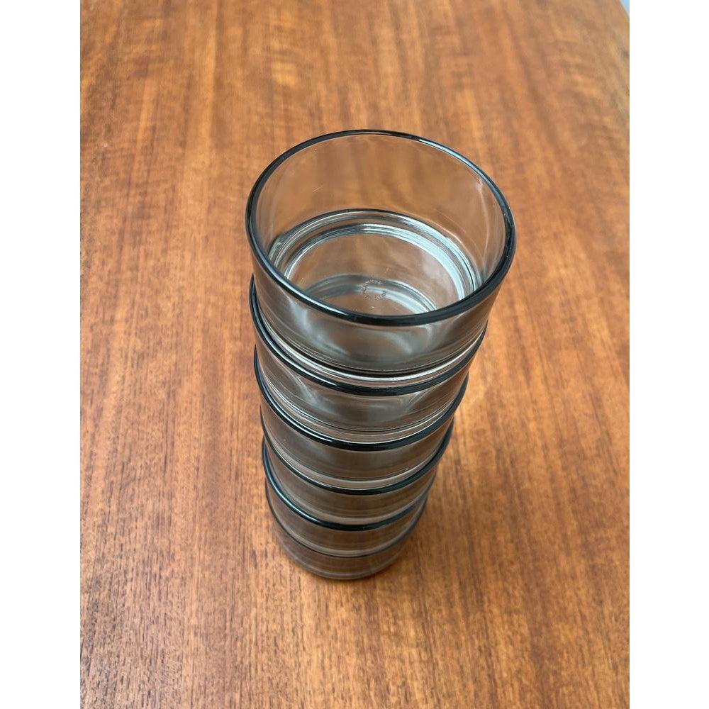 Set of 6 Mid-Century Round Stacking Bowls in Glass, Denmark, 1960s For Sale 1