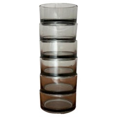 Juego de 6 cuencos redondos apilables de cristal de mediados de siglo, Dinamarca, años 60