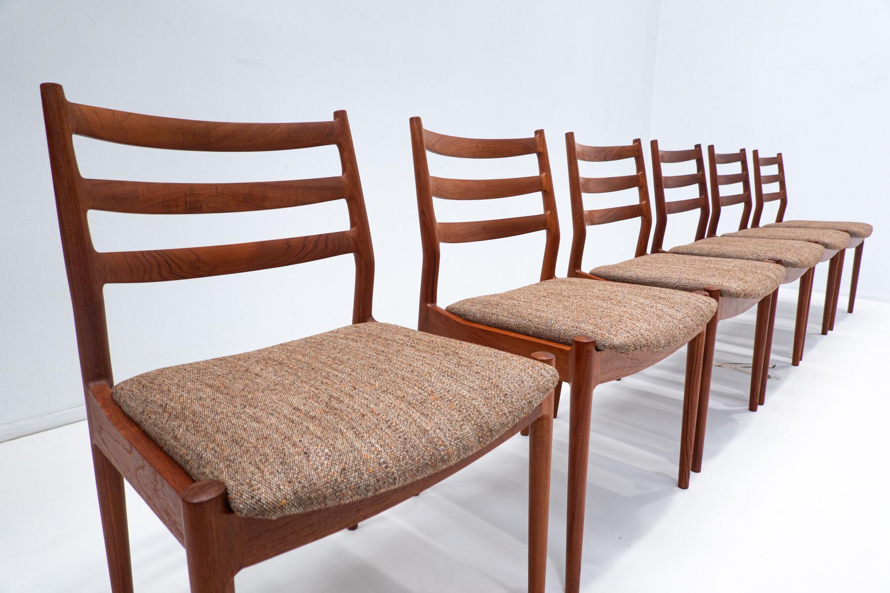 Satz von 6 skandinavischen Holzstühlen aus der Mitte des Jahrhunderts, 1960er Jahre (Mitte des 20. Jahrhunderts) im Angebot