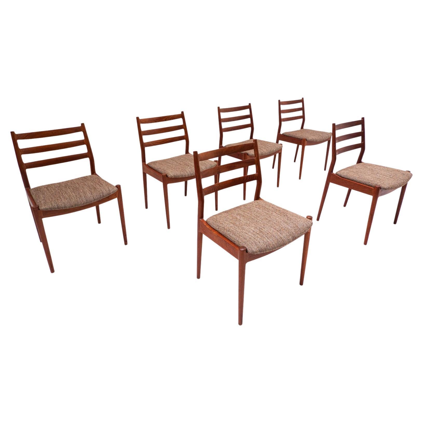 Set of 6 Mid-Century Scandinavian Wooden Chairs, 1960s For Sale