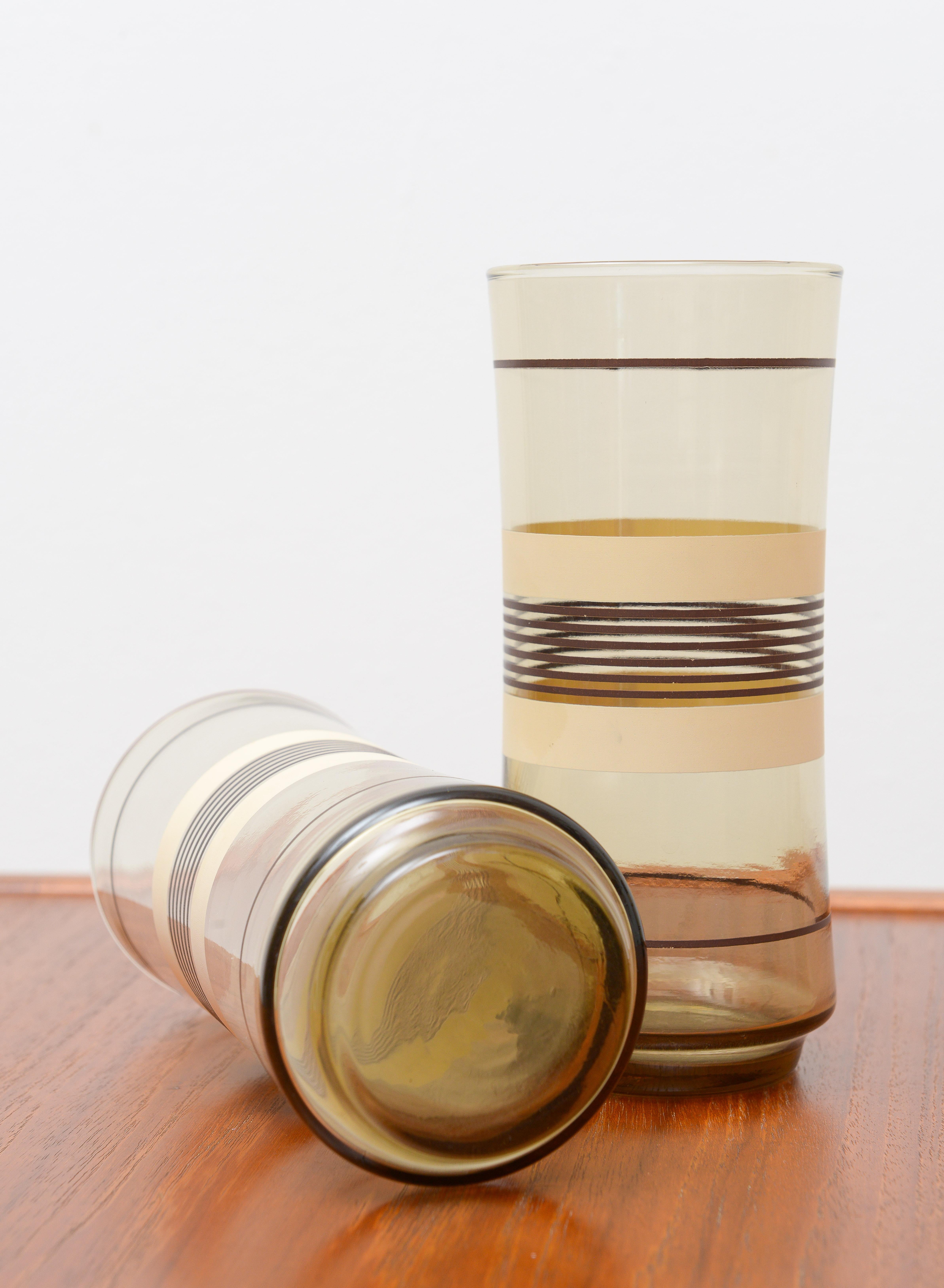 Mid-Century Modern Set of 6 Mid-Century Smoked Glass Cups 1950s