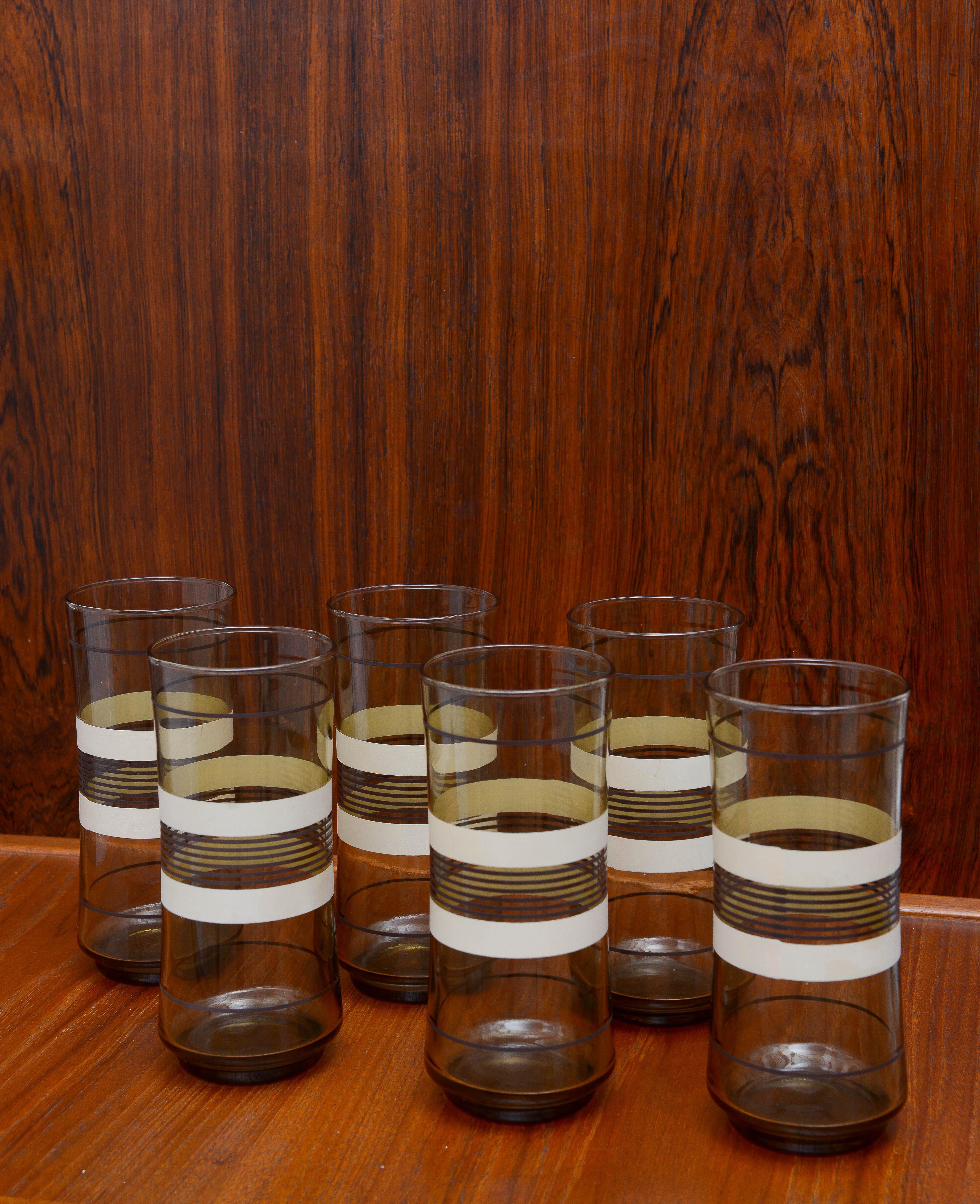 Set of 6 Mid-Century Smoked Glass Cups 1950s In Excellent Condition In Brooklyn, NY