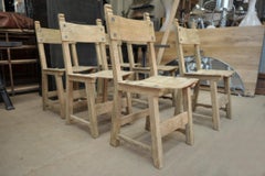 Set of 6 Midcentury Solid Oak Dining Chairs, circa 1950