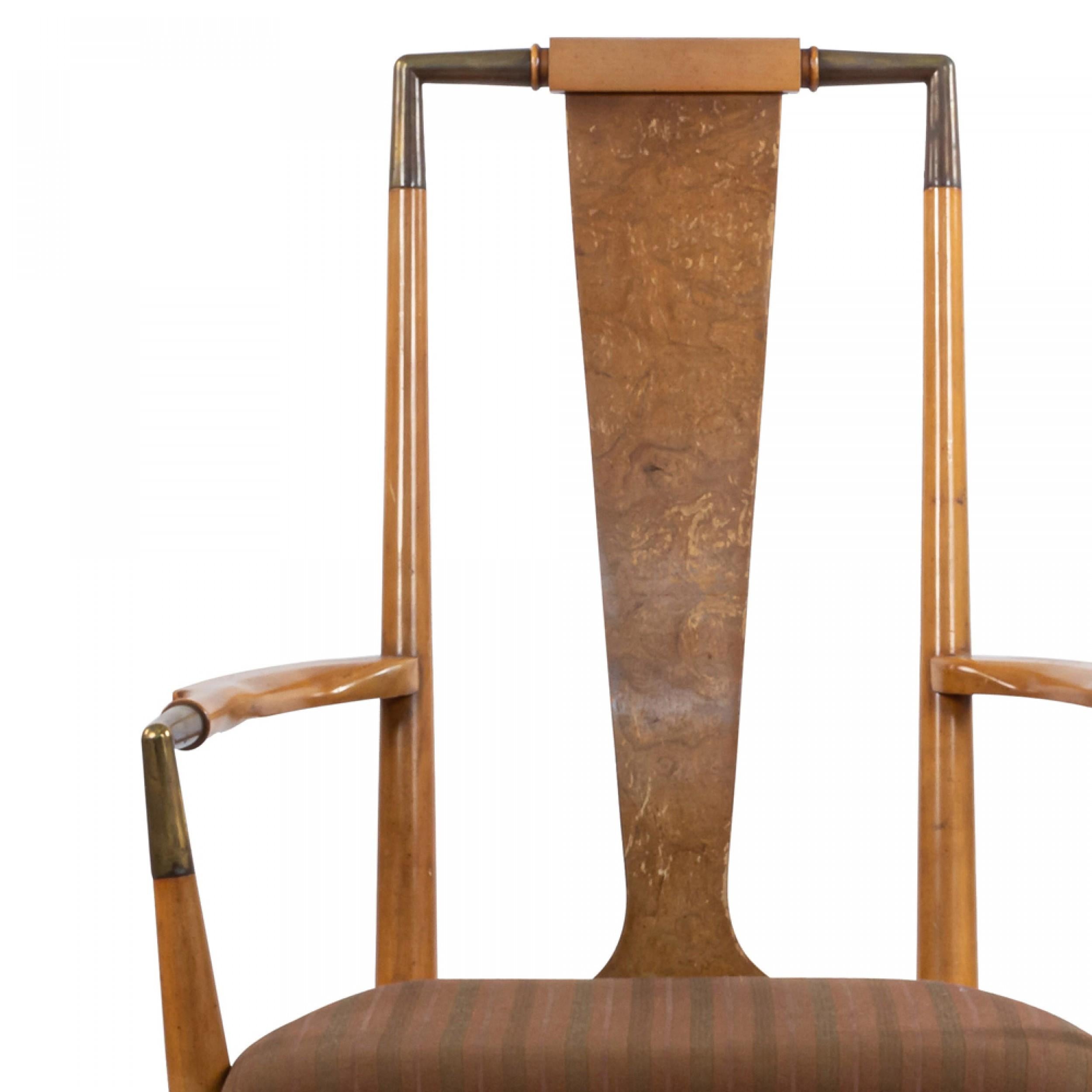 Mid-Century Modern Ensemble de 6 chaises d'accoudoir et d'appoint à dossier épais du milieu du siècle dernier en vente