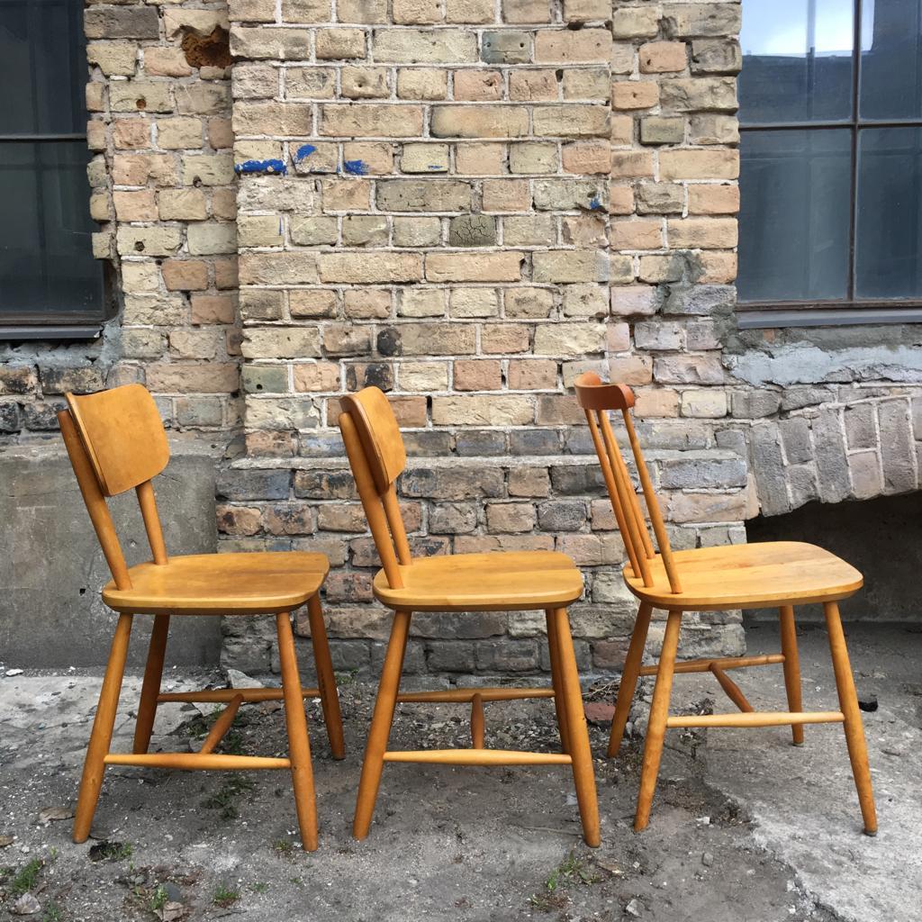 Set of 6 Midcentury Swedish Beech Wood Dining Chairs For Sale 6