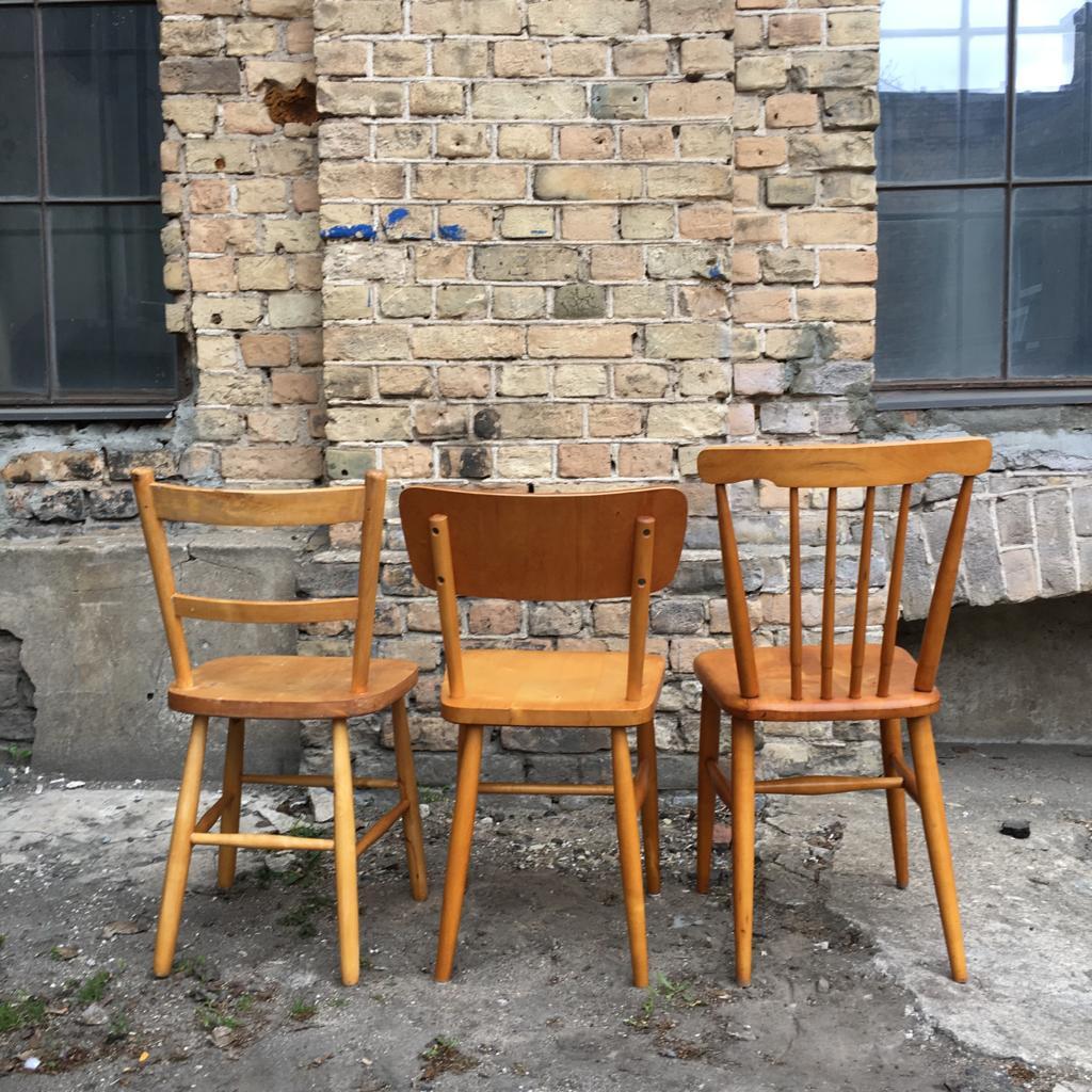 Set of 6 Midcentury Swedish Beech Wood Dining Chairs For Sale 1