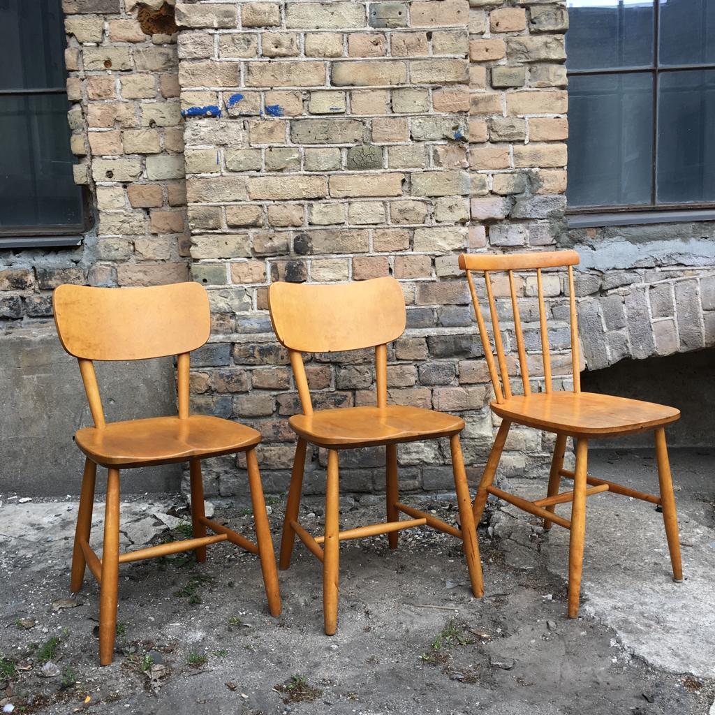 Set of 6 Midcentury Swedish Beech Wood Dining Chairs For Sale 2