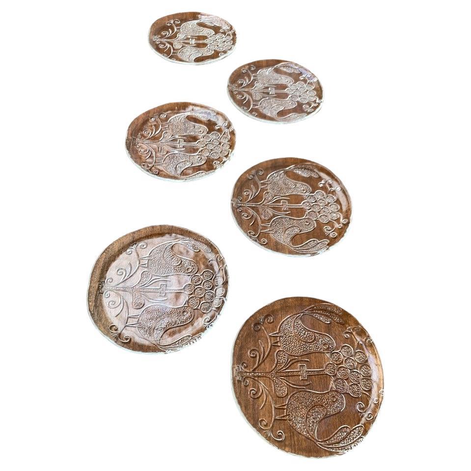 Set of 6 Mid-Century Swedish Glass Plates from Kosta Boda, 1960s