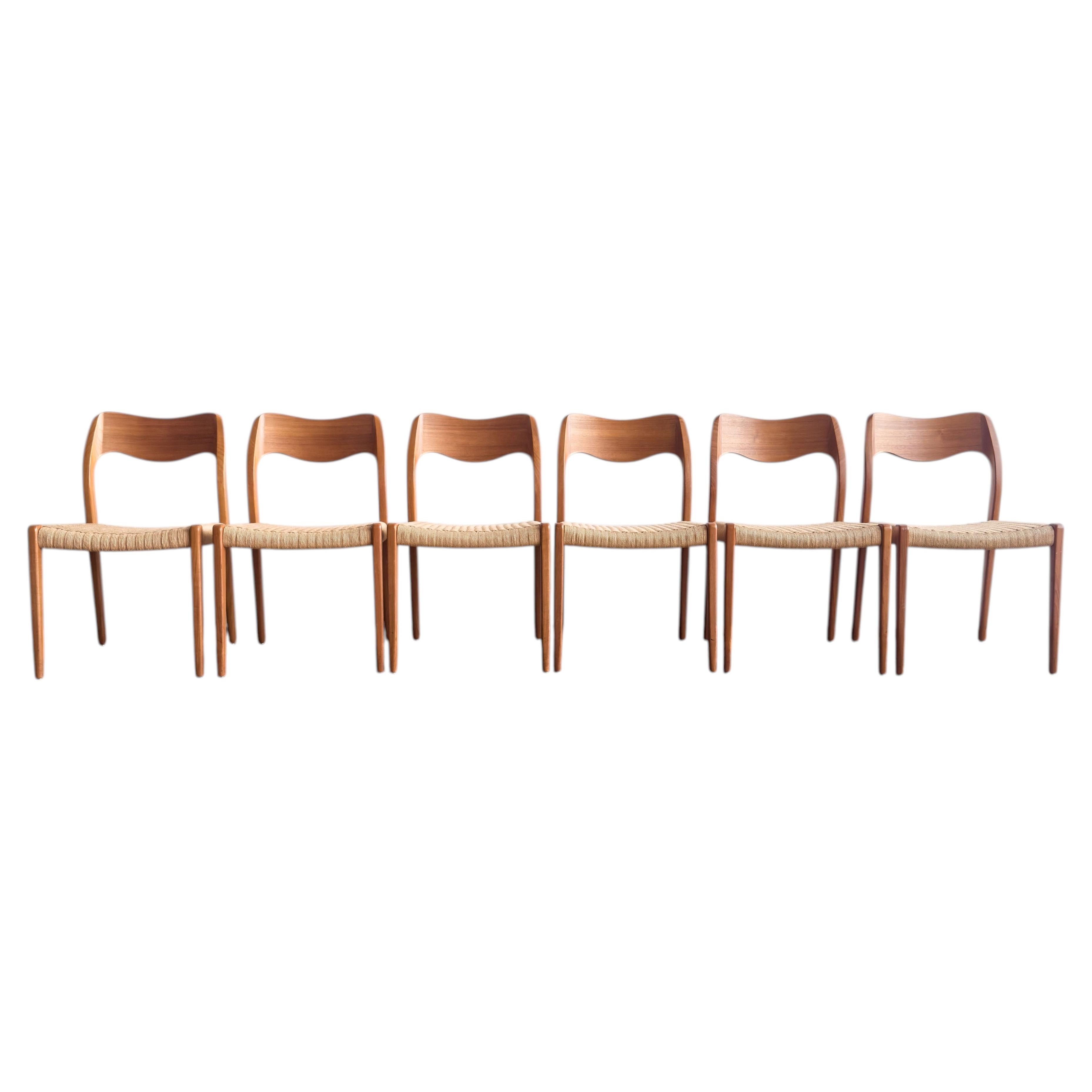 Set di 6 sedie da pranzo in teak del Medioevo #71 di Niels O. Møller per J. L. Moller