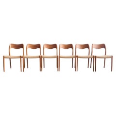 Set of 6 Mid-Century Teak Dining Chairs #71 by Niels O. Møller for J. L. Moller
