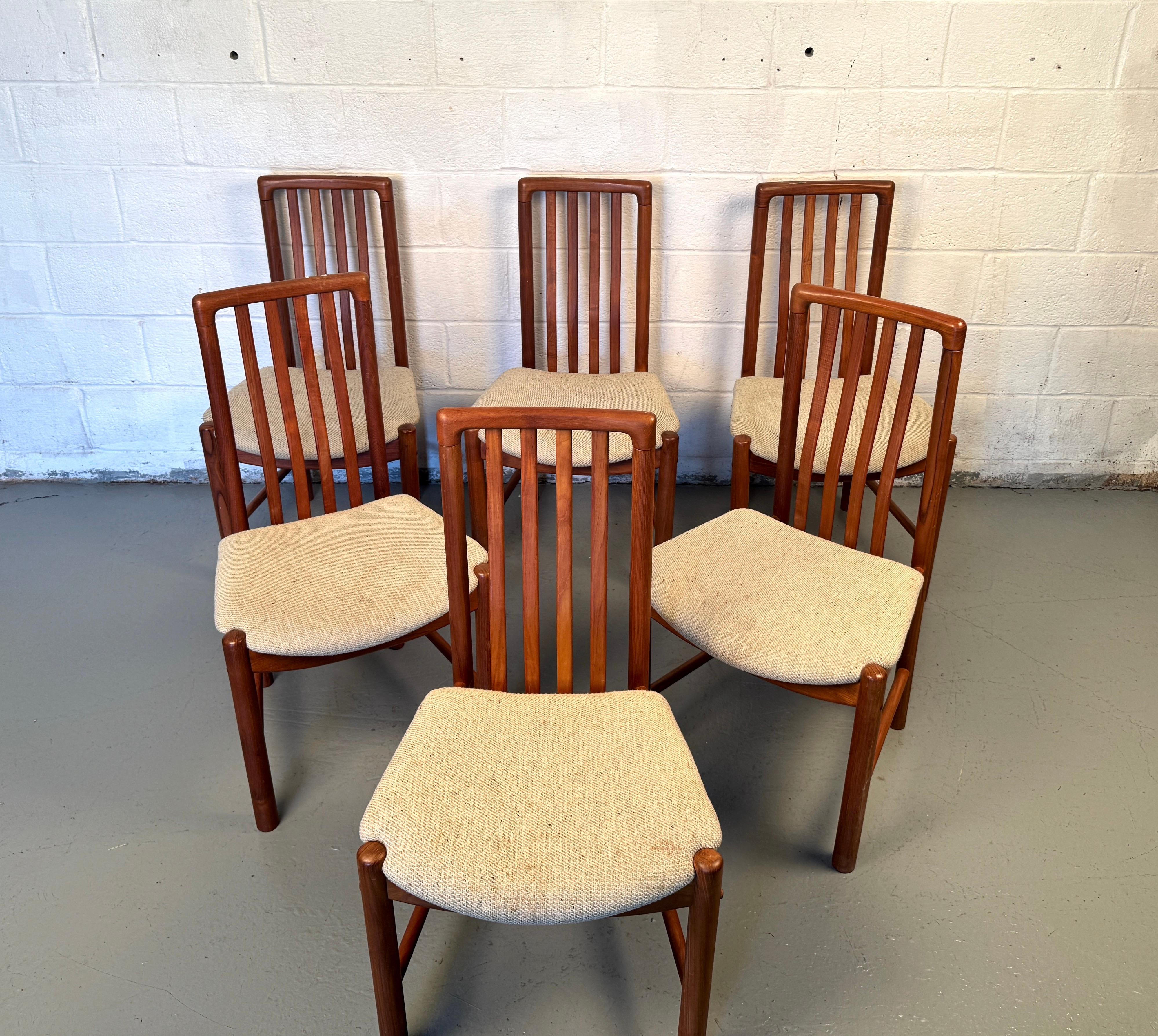 Découvrez l'élégance intemporelle avec cet ensemble de six chaises de salle à manger danoises en teck modernes du milieu du siècle par Benny Linden, une représentation étonnante du design scandinave raffiné des années 1960-70.

Veuillez confirmer la