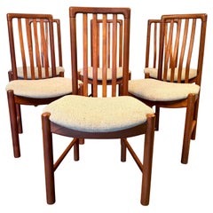 Ensemble de 6 chaises de salle à manger en teck du milieu du siècle par Benny A Linden