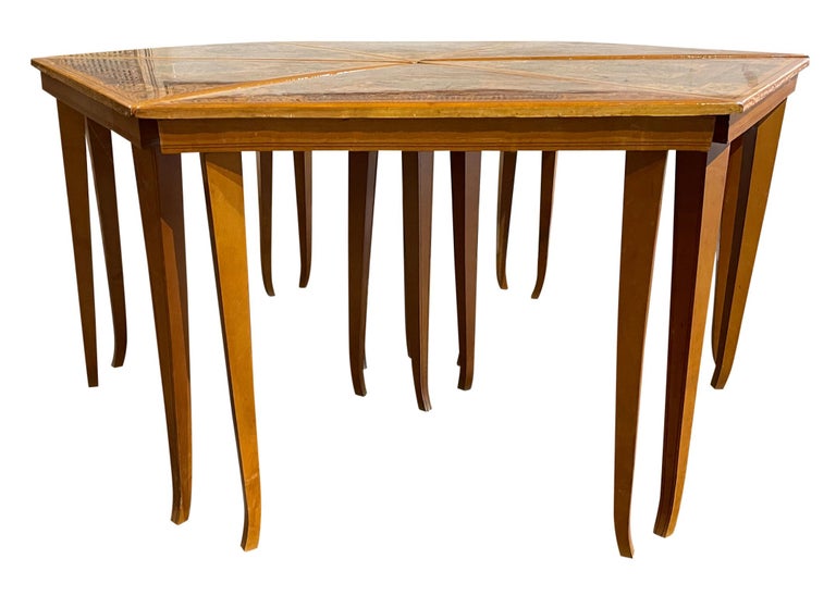 Set of 6 Mid Century Triangle Tables Hexagon Coffee Side Table Inlaid
