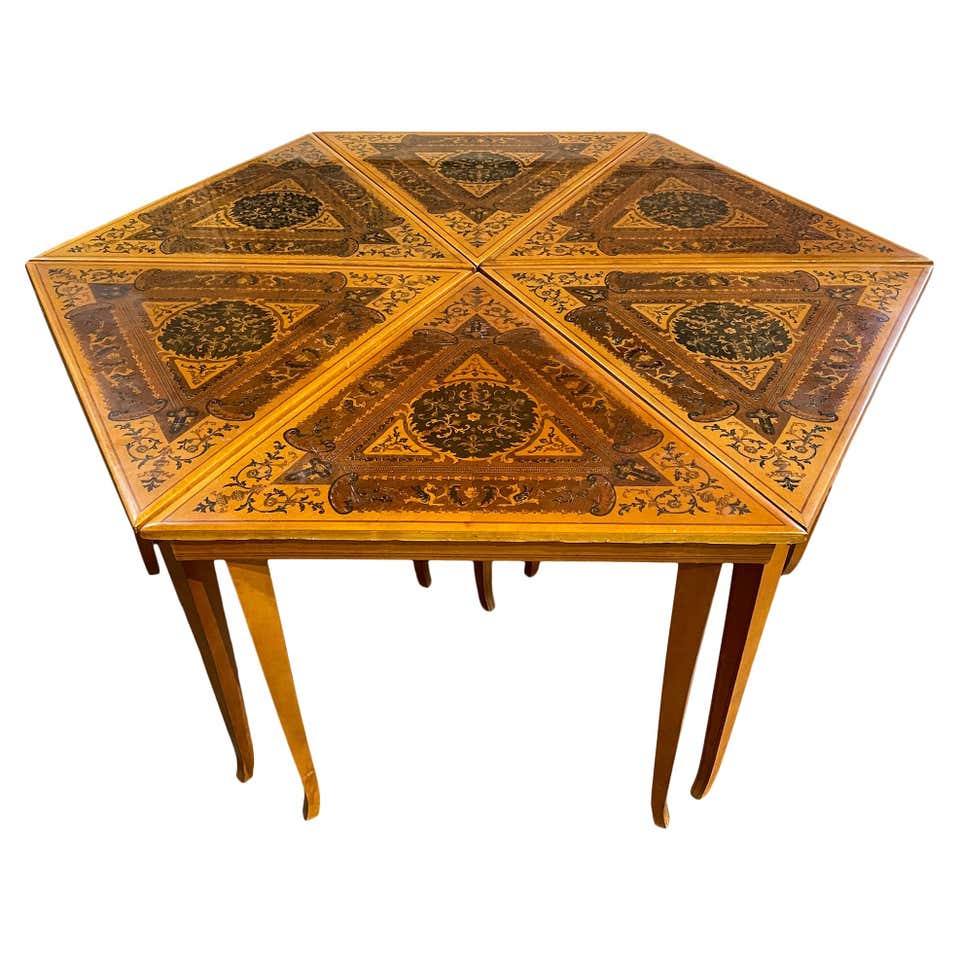 Set of 6 Mid Century Triangle Tables Hexagon Coffee Side Table Inlaid ...