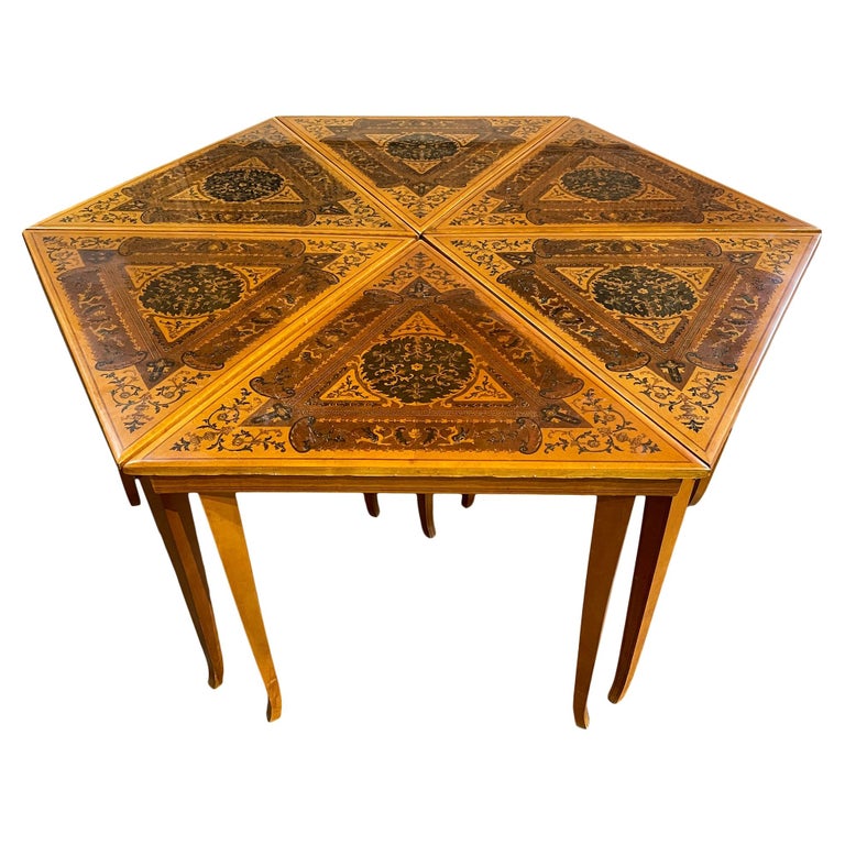 Set of 6 Mid Century Triangle Tables Hexagon Coffee Side Table Inlaid