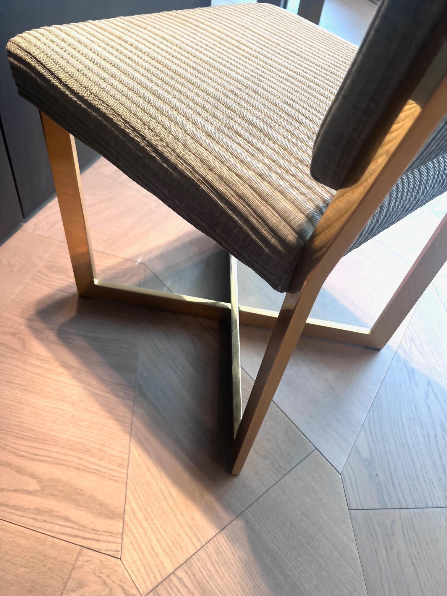 German Set of 6 Mid-Century Vintage Dining Chairs with Brass Details For Sale