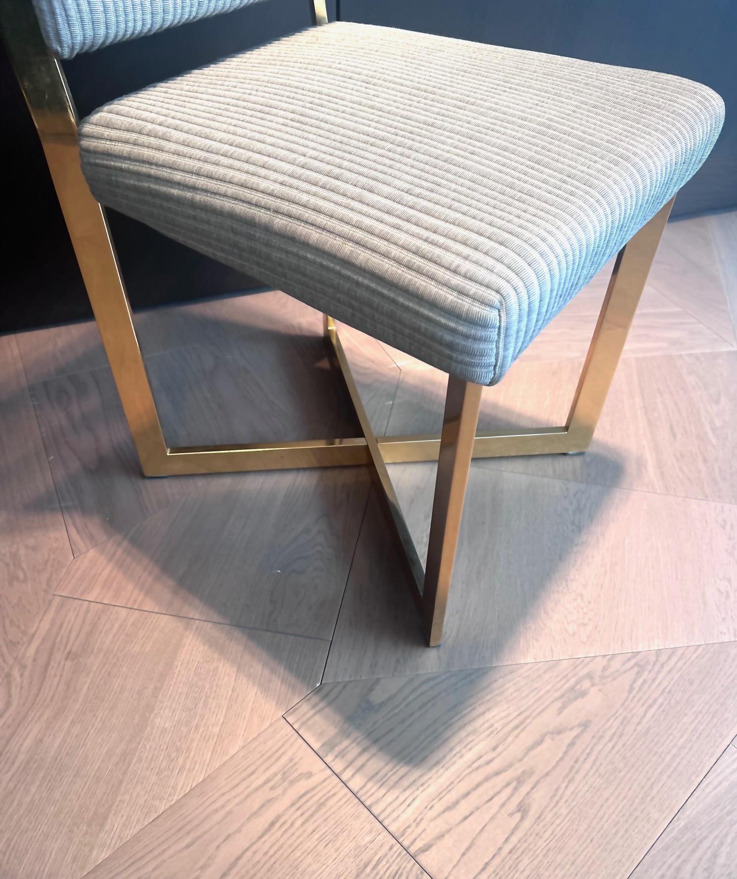 Late 20th Century Set of 6 Mid-Century Vintage Dining Chairs with Brass Details For Sale