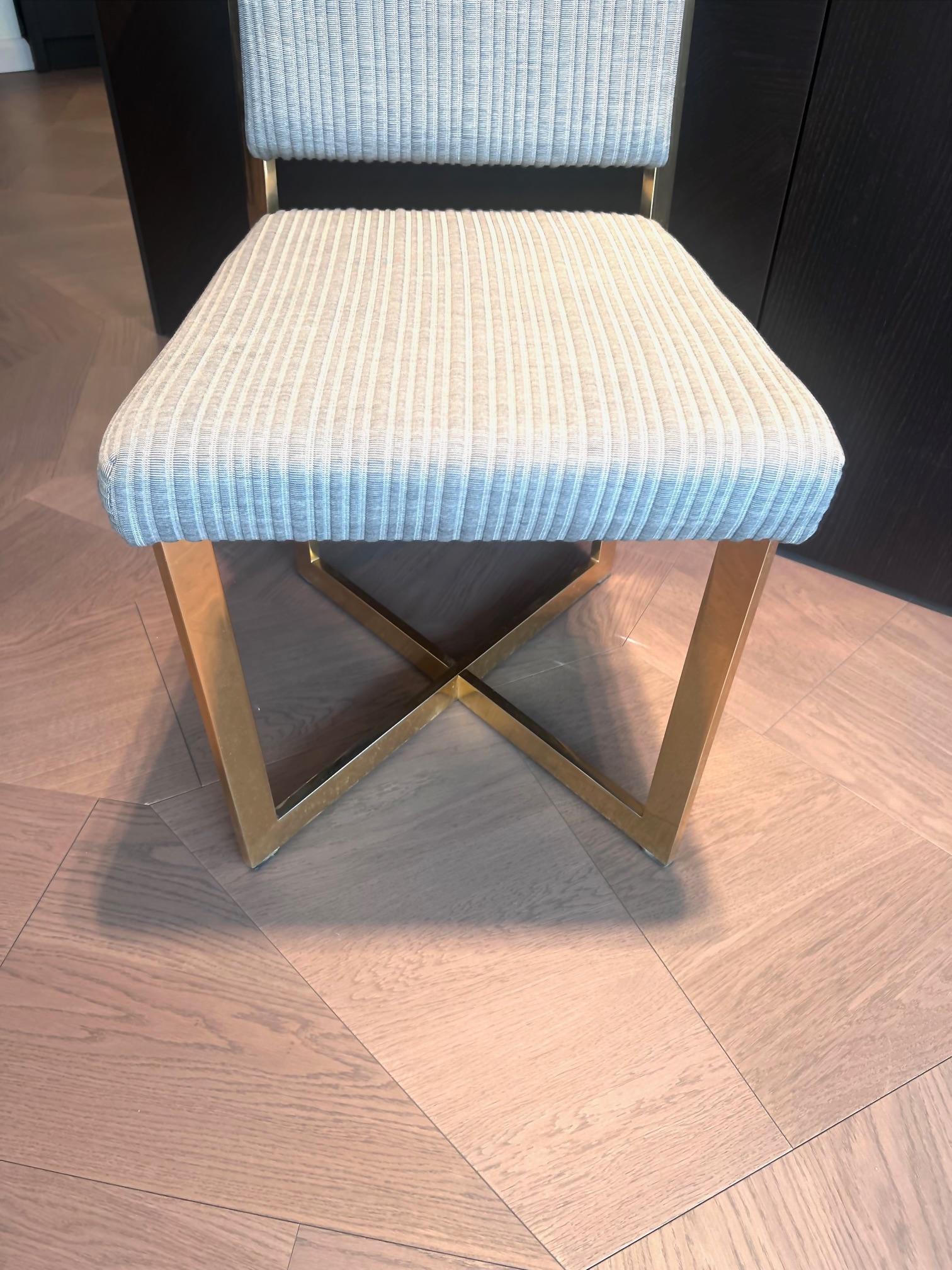 Set of 6 Mid-Century Vintage Dining Chairs with Brass Details For Sale 1