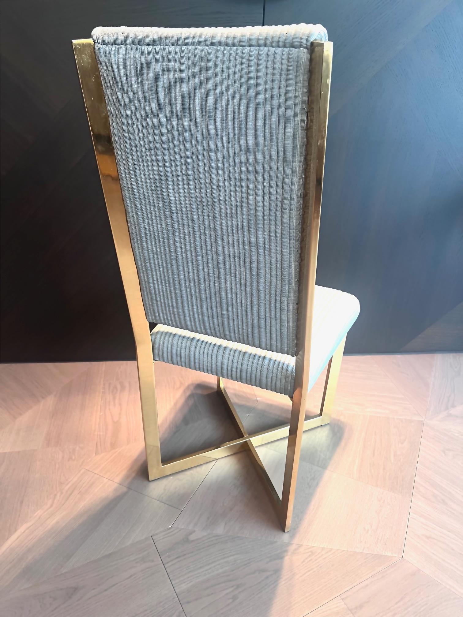 Set of 6 Mid-Century Vintage Dining Chairs with Brass Details For Sale 2