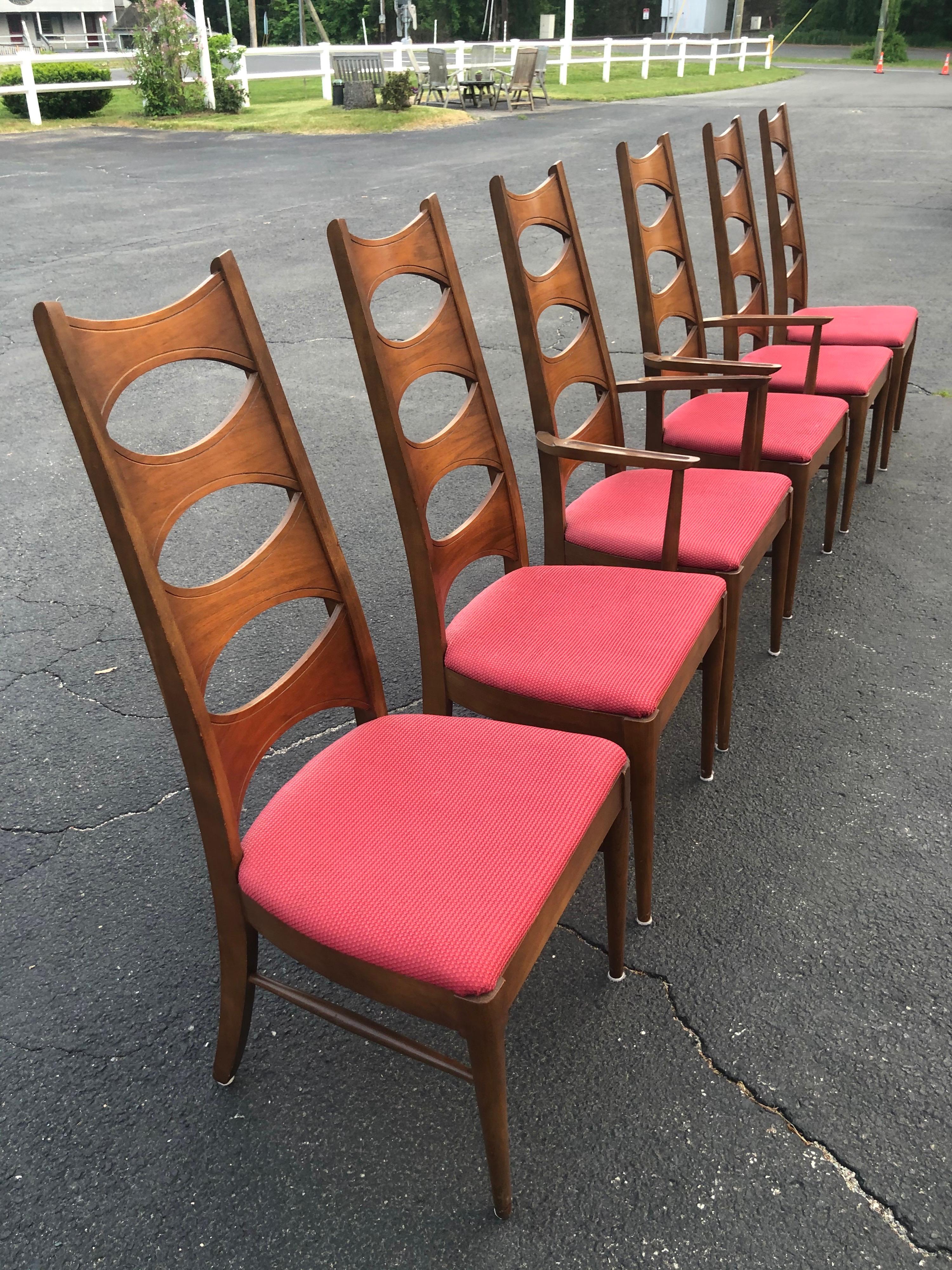 Set of 6 Mid Century Walnut Dining Chairs by Kent Coffey 2
