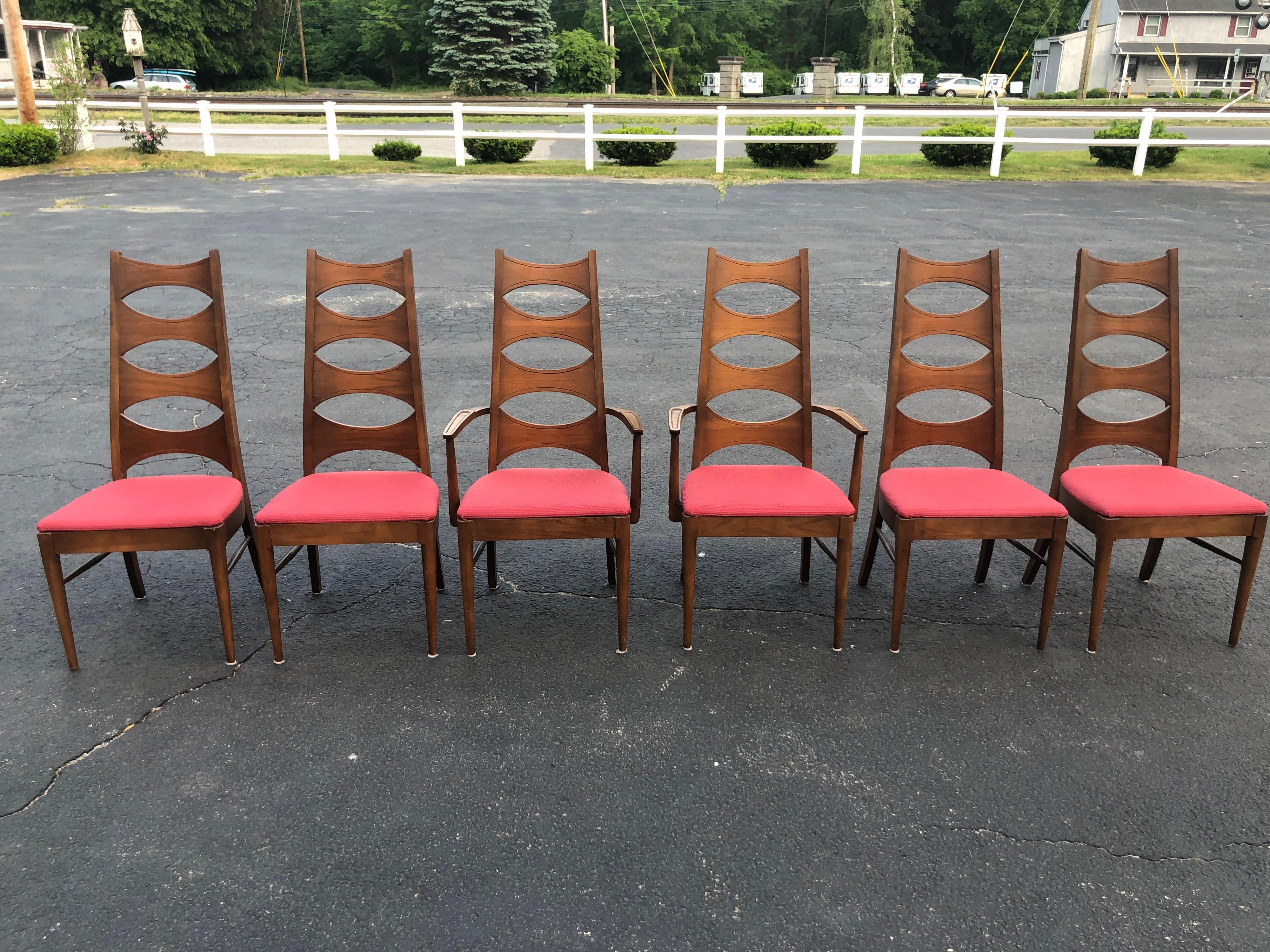 Set of 6 Mid Century Walnut Dining Chairs by Kent Coffey 3