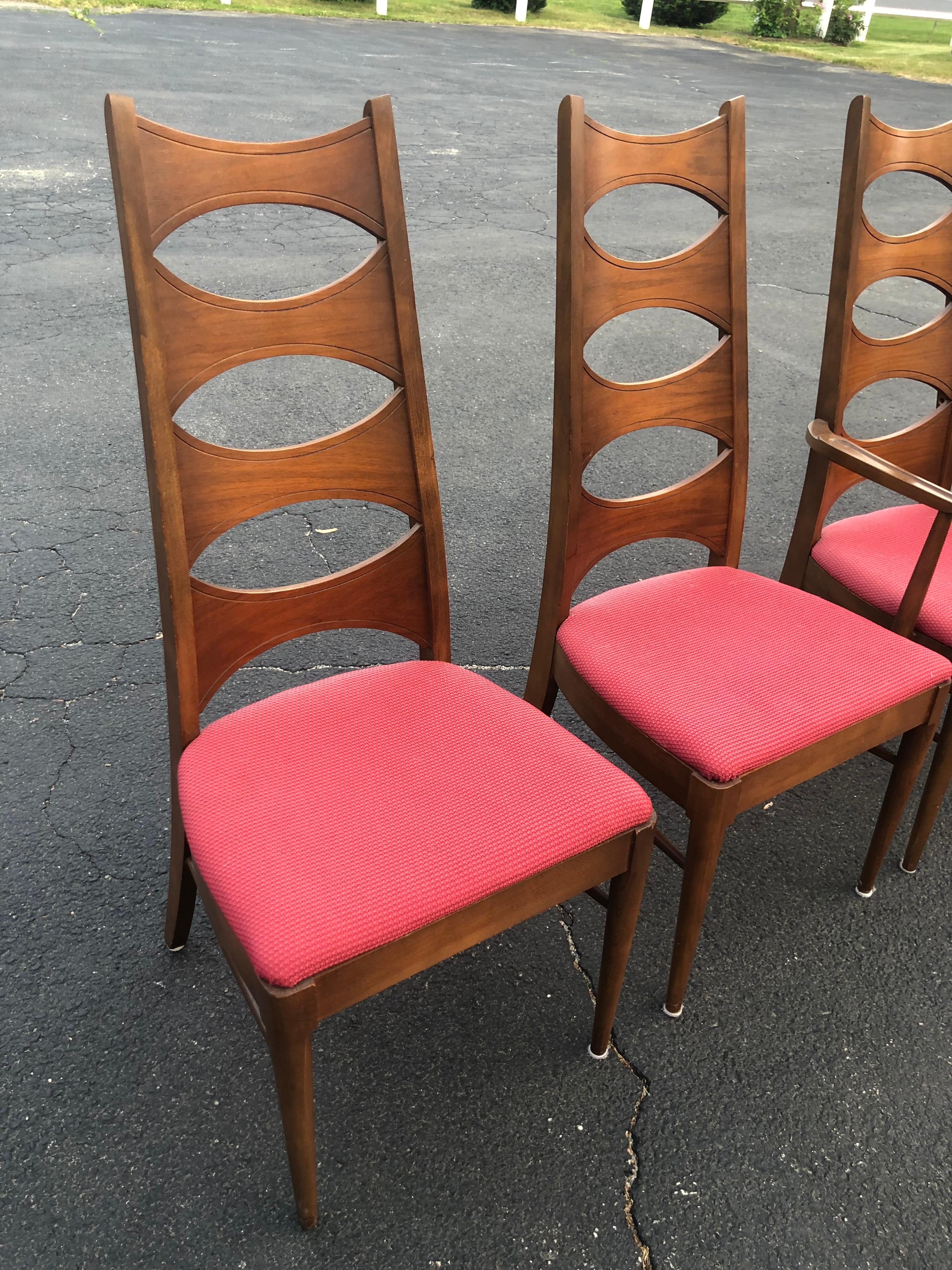 Mid-Century Modern Set of 6 Mid Century Walnut Dining Chairs by Kent Coffey