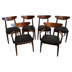Set of 6 Mid-Century Walnut Dining Chairs by Stanley