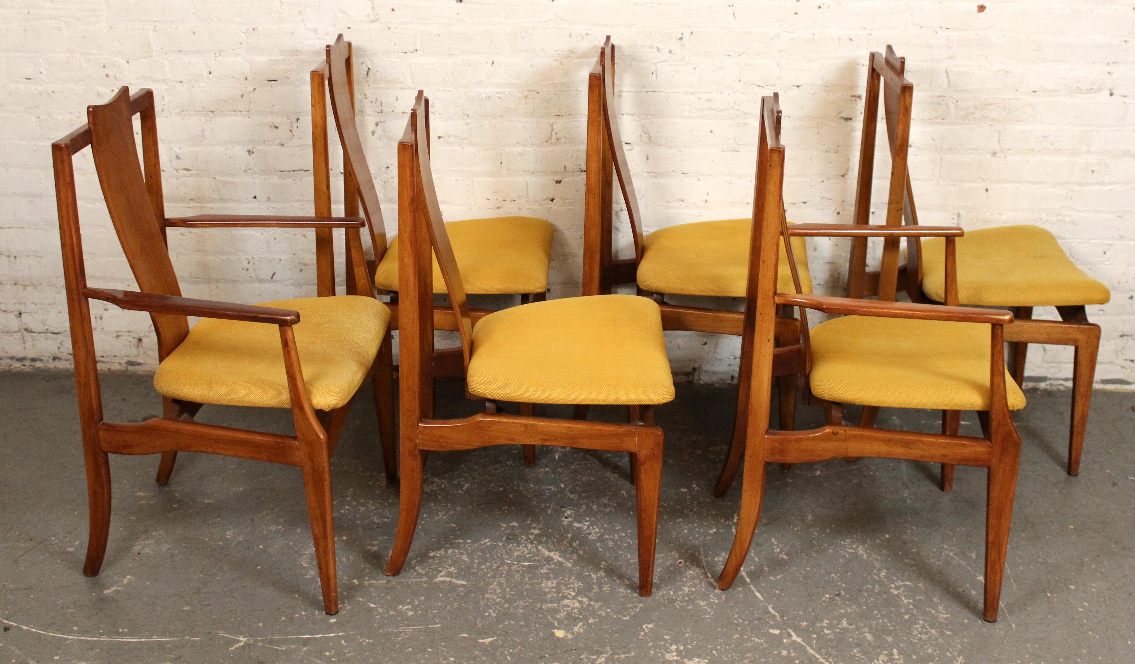 Set of 6 Mid-Century Walnut Dining Chairs by Young Manufacturing Co. For Sale 1