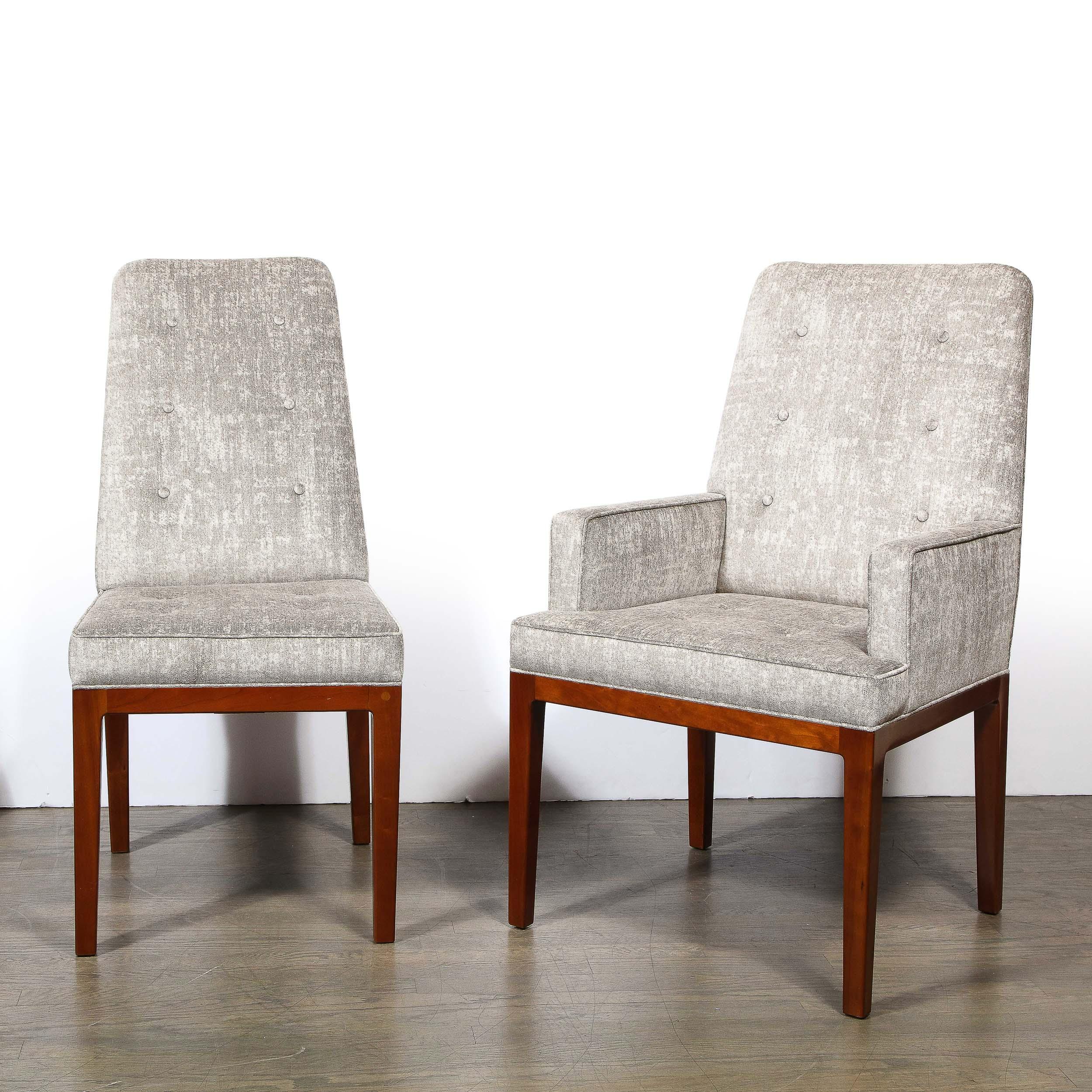 Mid-Century moderno Set di 6 sedie da pranzo in legno di noce e tessuto di HolLY HUNT di John Widdicomb in vendita